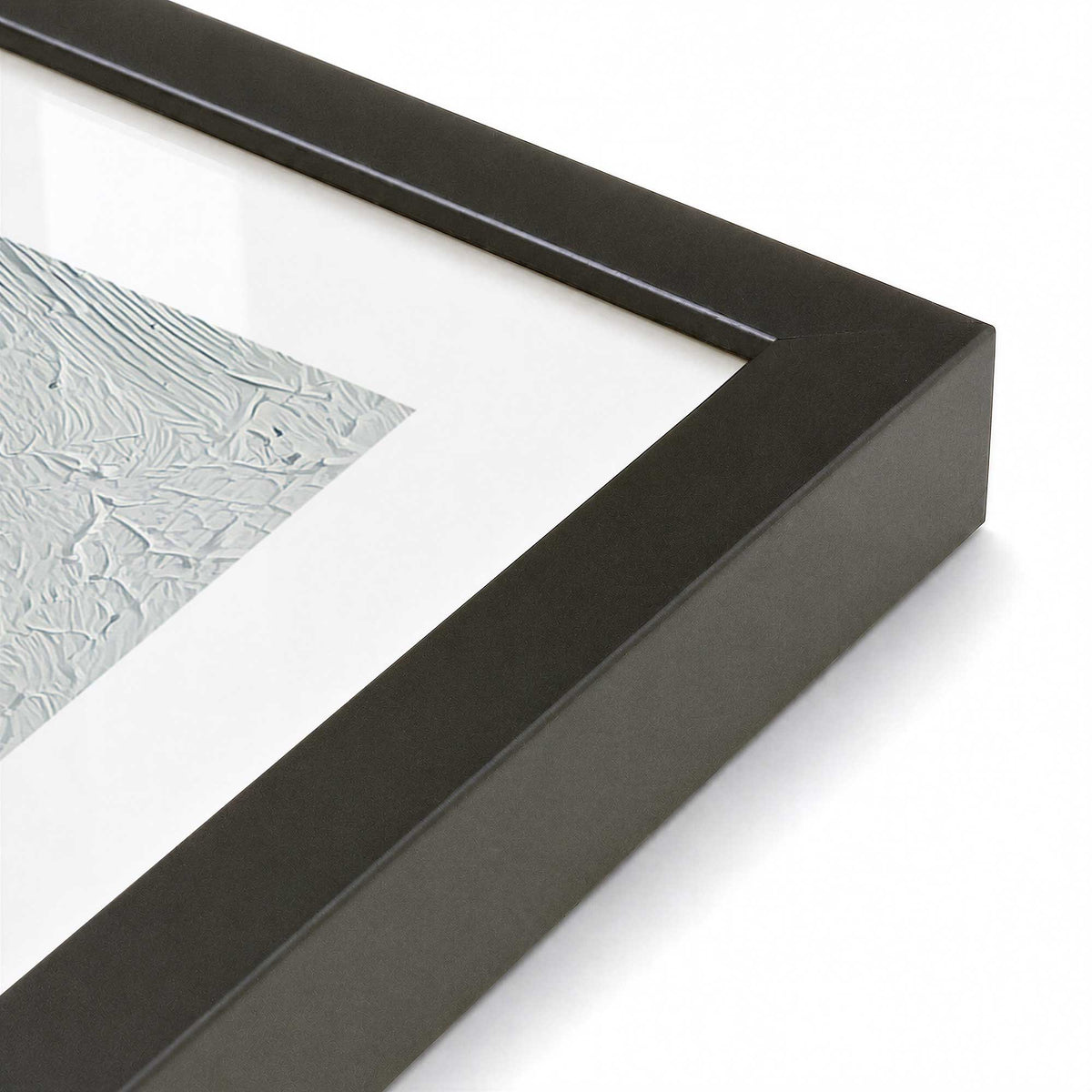 [Color:Satin Black], Picture of art in a Satin Black frame at an angle