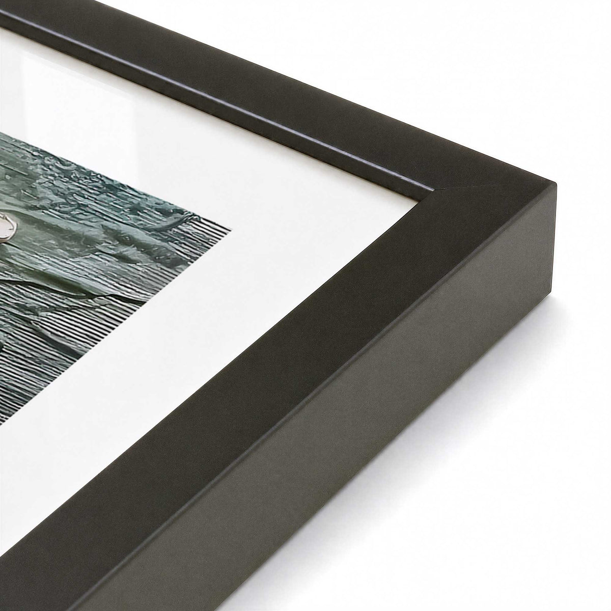 [Color:Satin Black], Picture of art in a Satin Black frame at an angle
