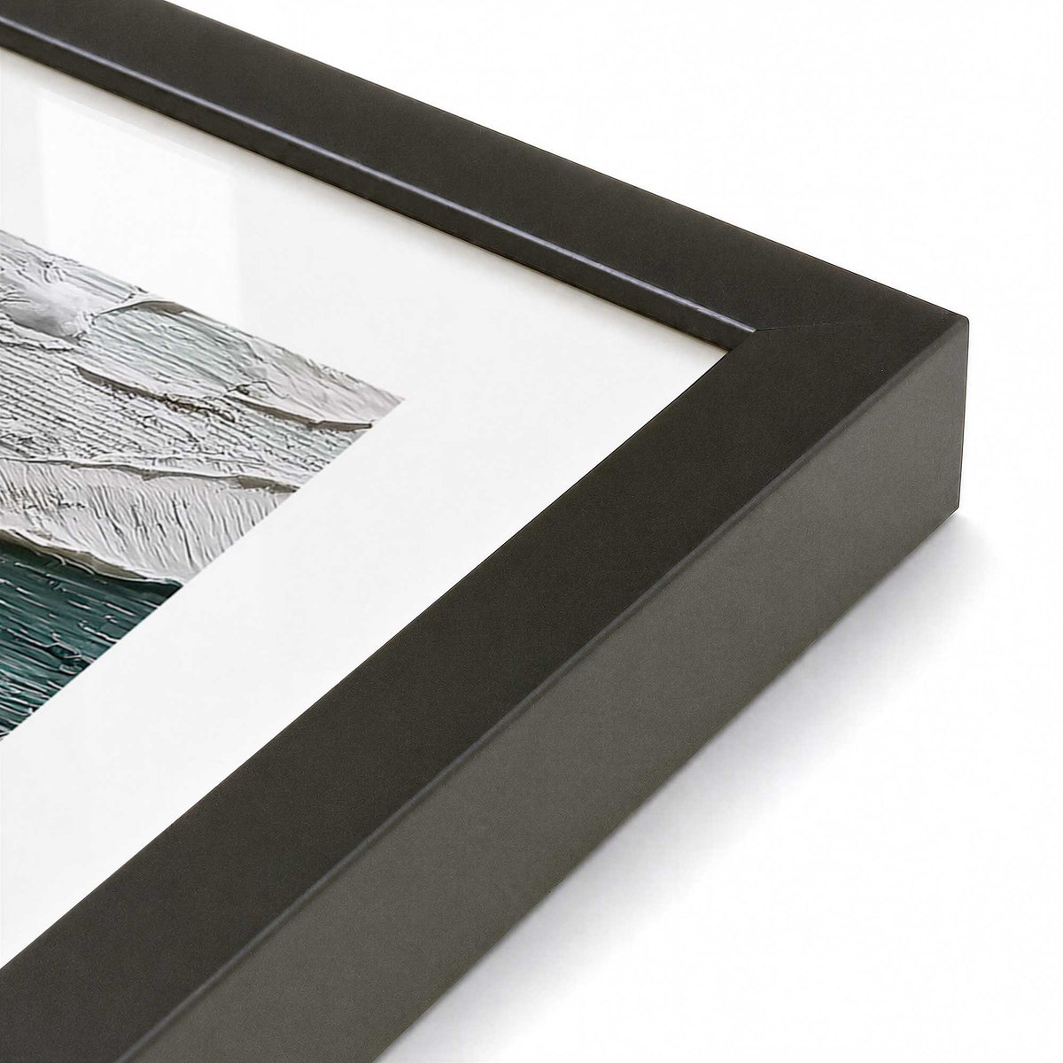 [Color:Satin Black], Picture of art in a Satin Black frame at an angle