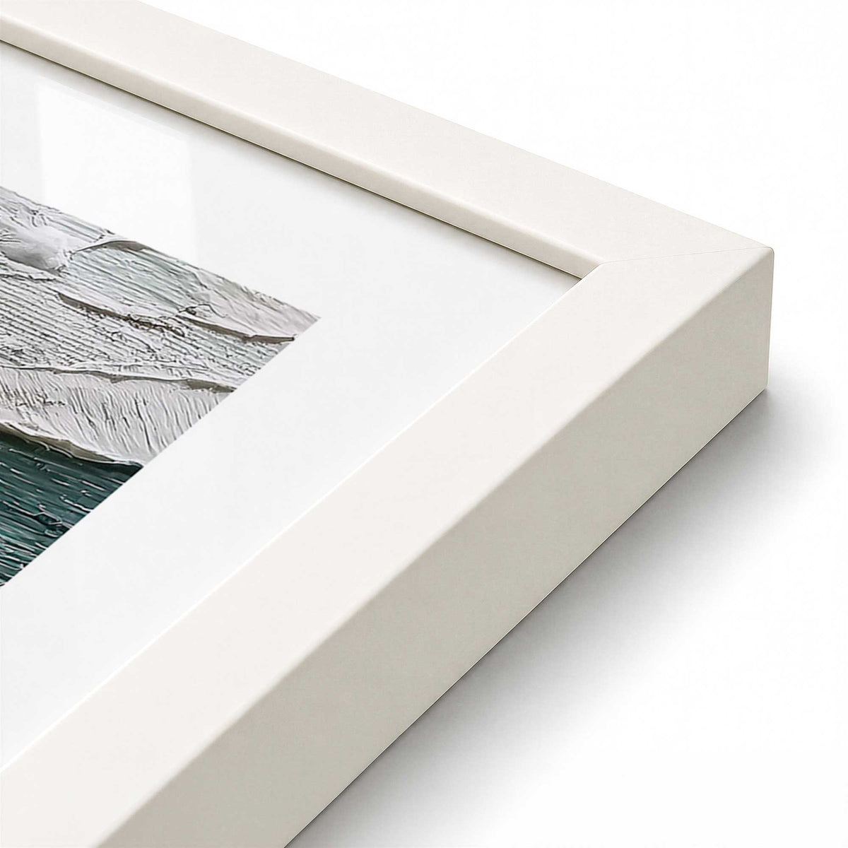 [Color:Opaque White], Picture of art in a Opaque White frame at an angle