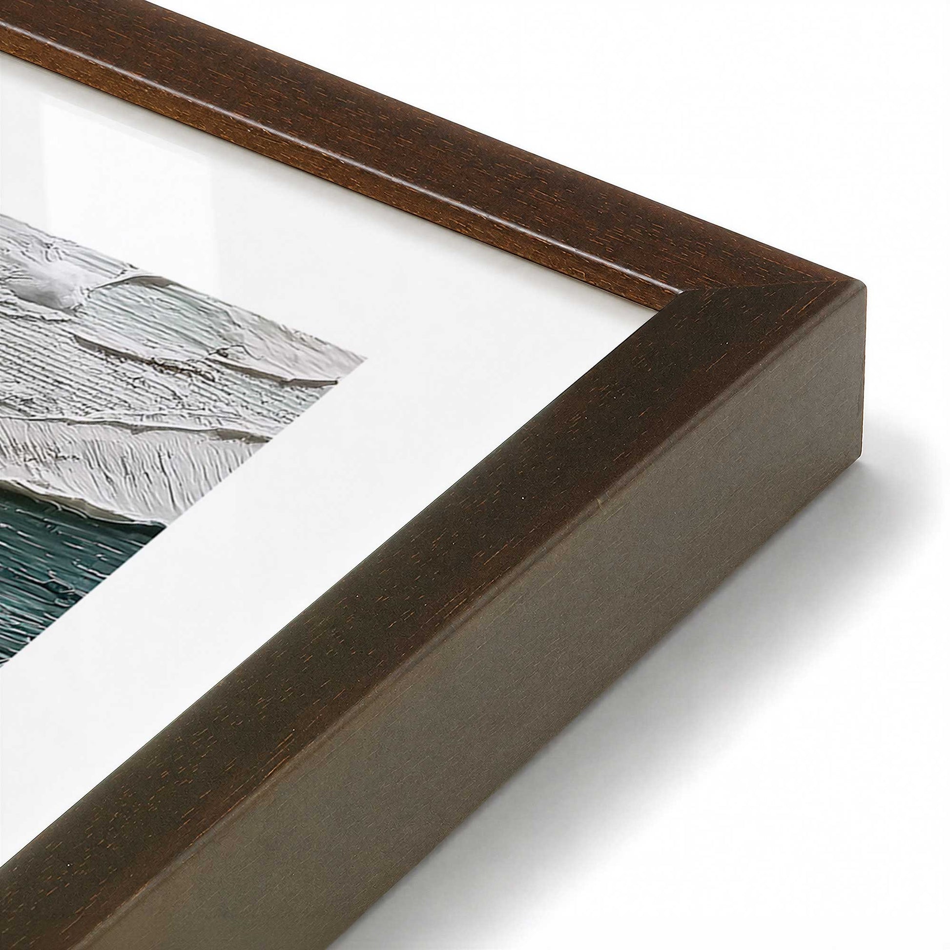 [Color:Brown], Picture of art in a Brown frame at an angle