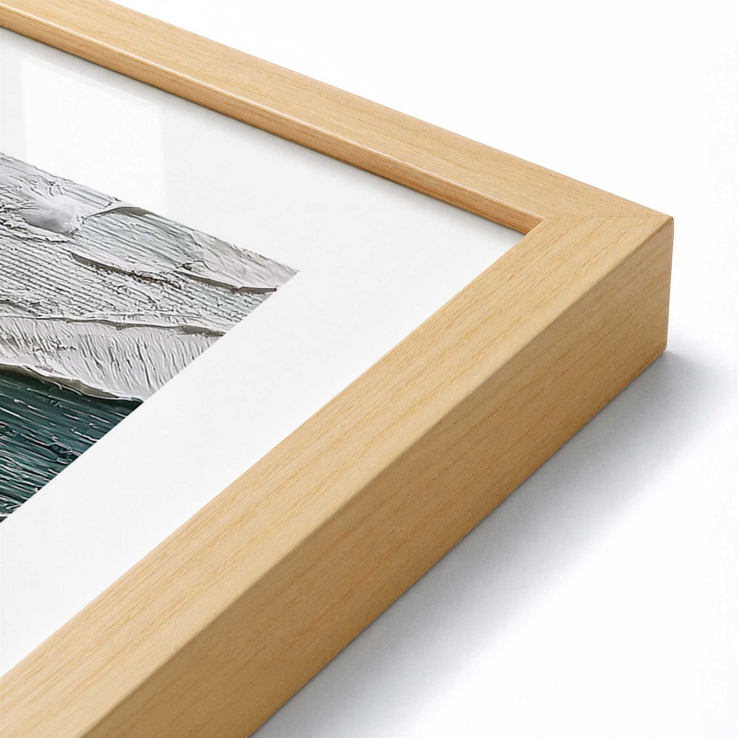 [Color:American Maple], Picture of art in a American Maple frame at an angle
