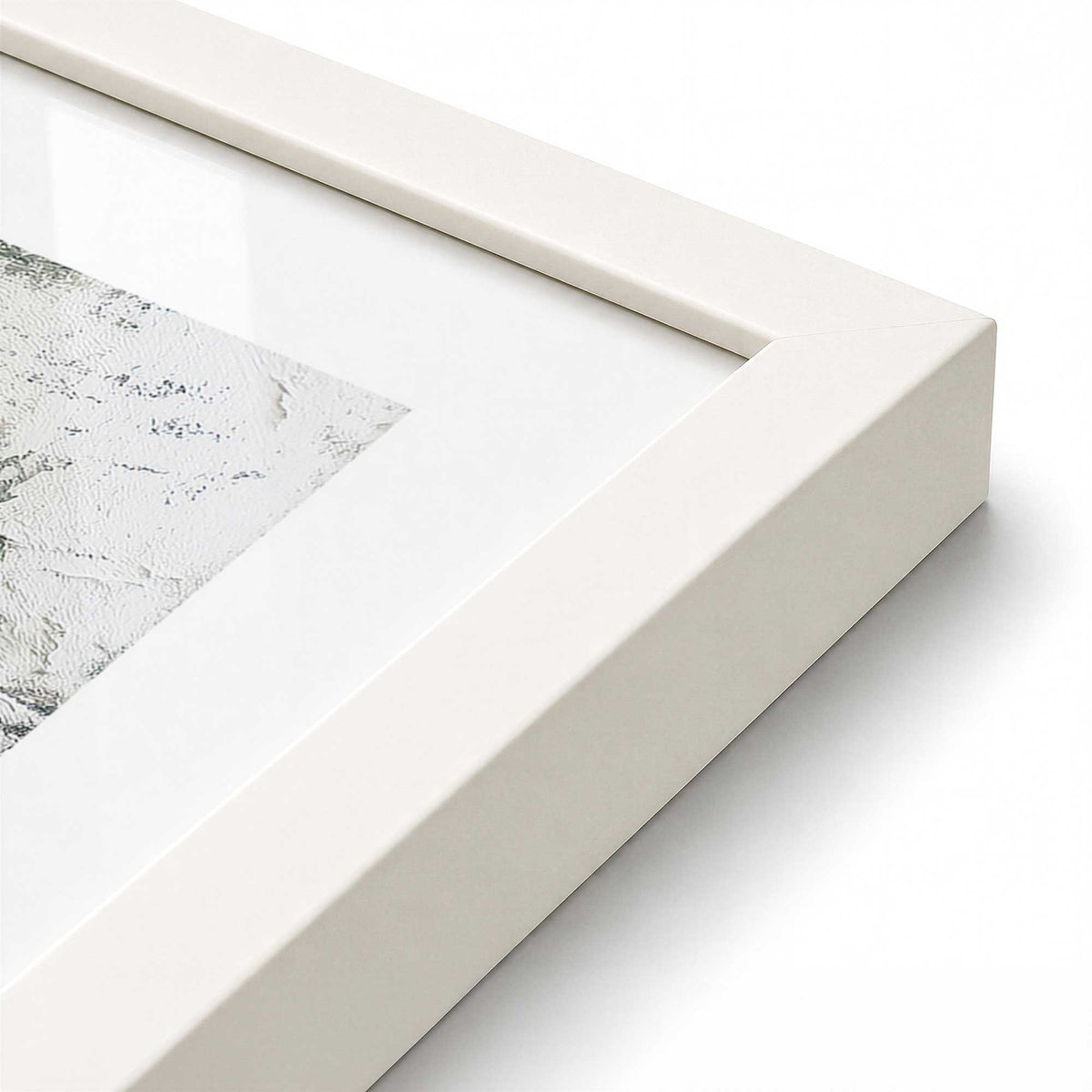 [Color:Opaque White], Picture of art in a Opaque White frame at an angle