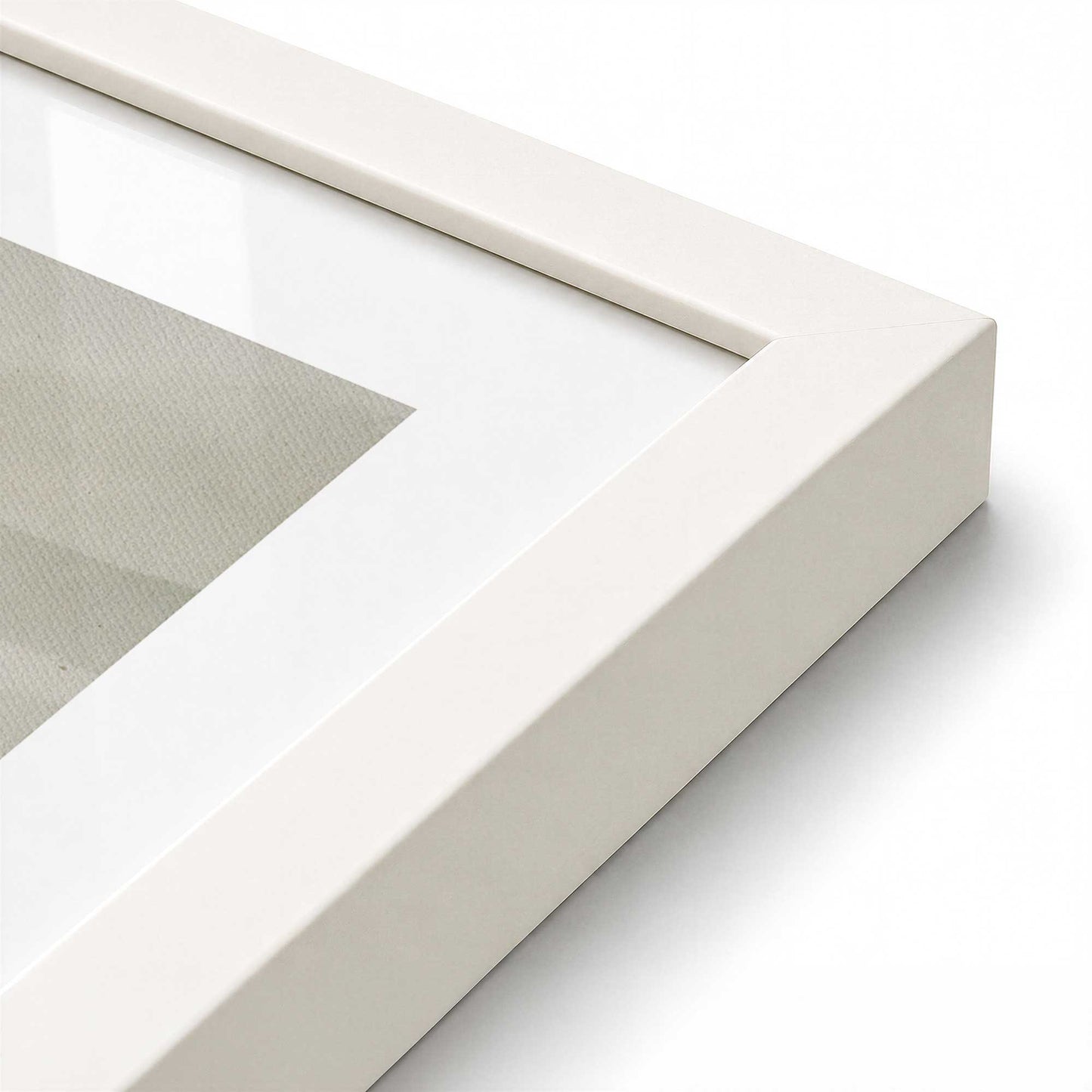 [Color:Opaque White], Picture of art in a Polished Chrome frame at an angle