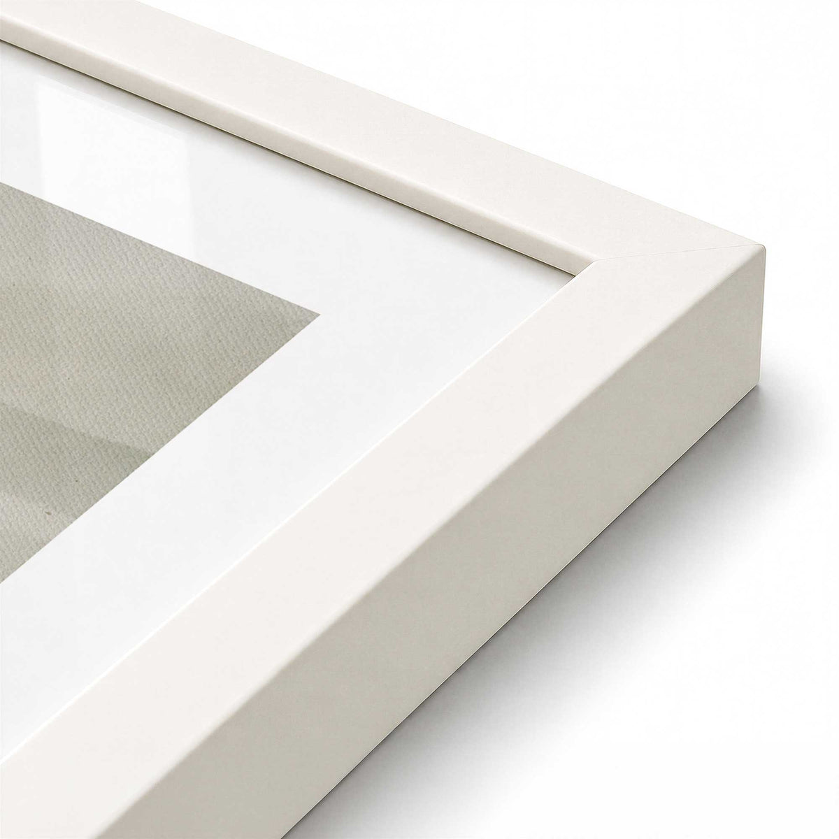 [Color:Opaque White], Picture of art in a Polished Chrome frame at an angle