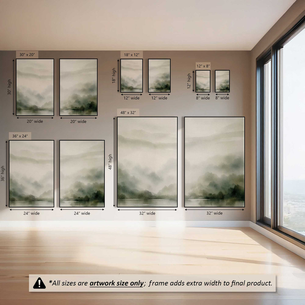 Soft Moss Serenity, Set of 2 Prints on Canvas