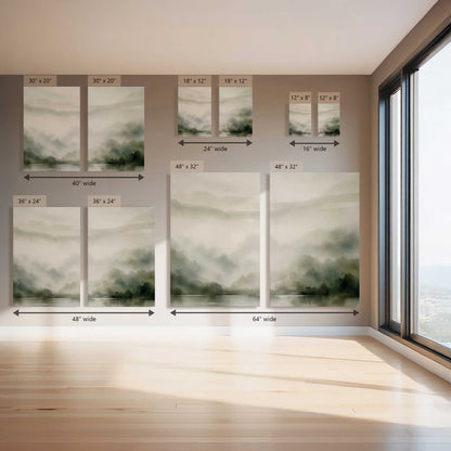 Soft Moss Serenity, Set of 2 Prints on Canvas