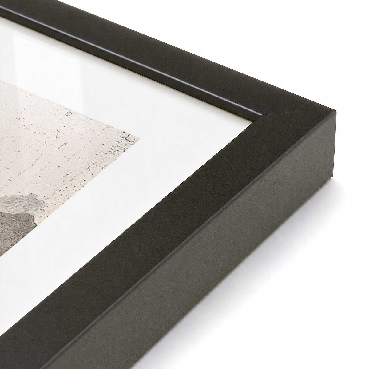 [Color:Satin Black], Picture of art in a Satin Black frame of the corner