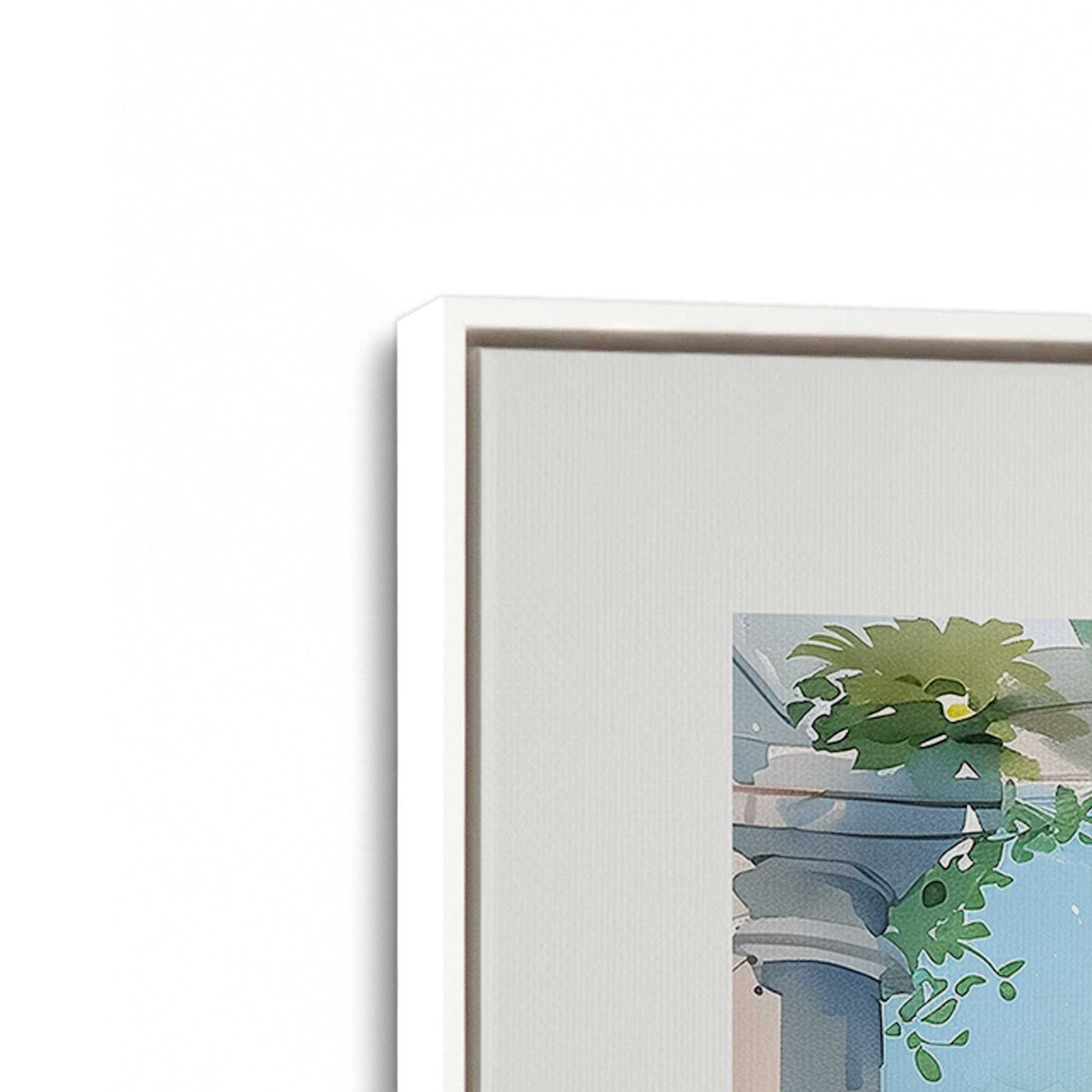 [Color:Opaque White], Picture of art in a White frame at an angle