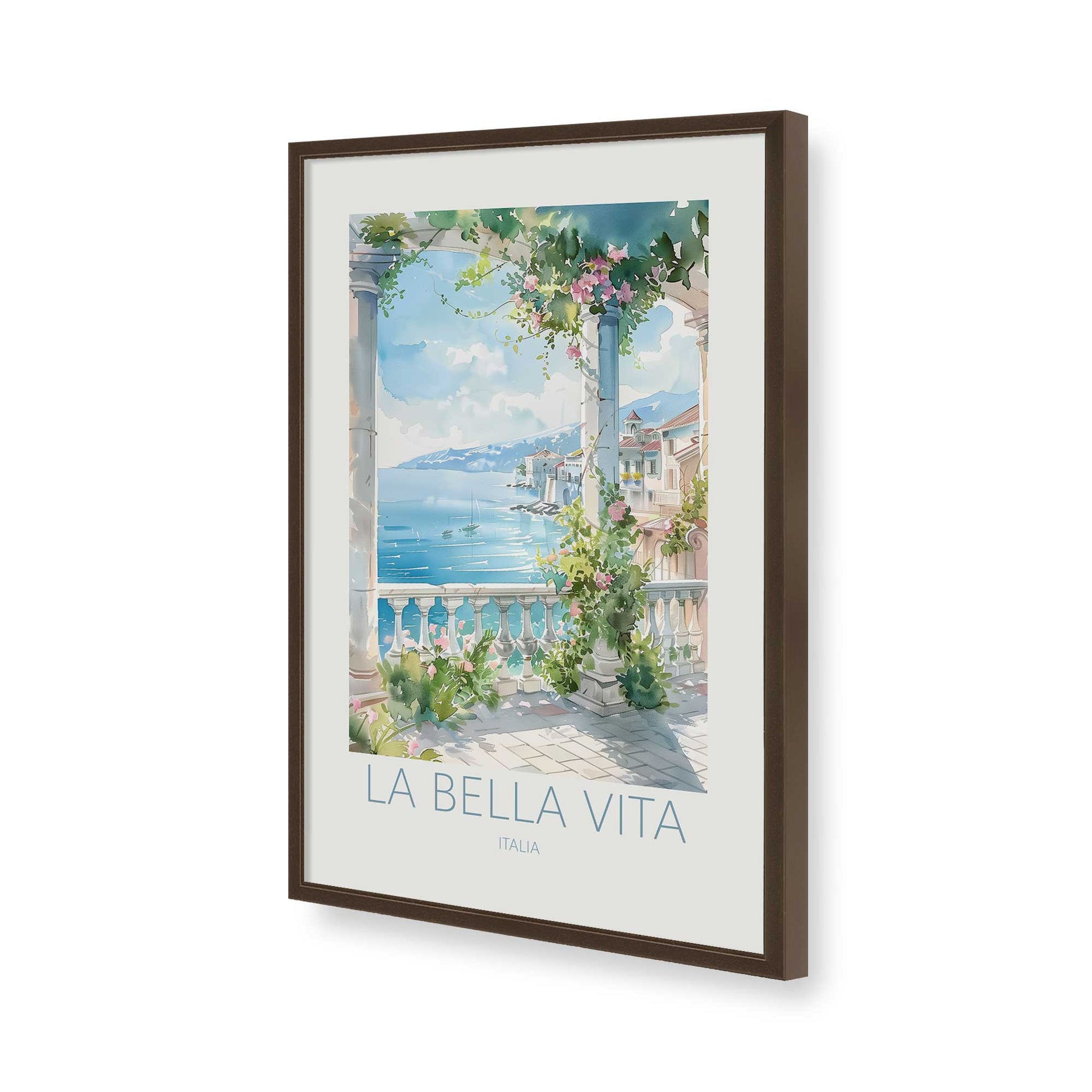 [Color:Brown], Picture of art in a Brown frame of the corner