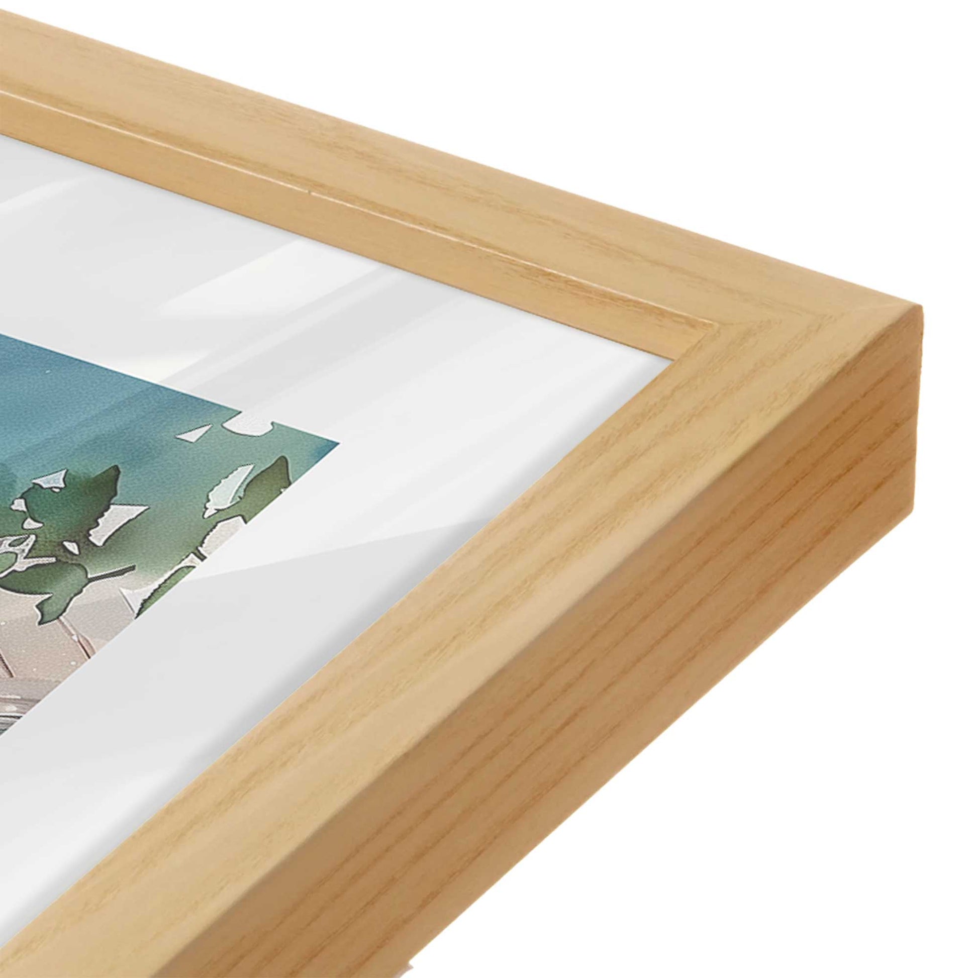 [Color:American Maple], Picture of art in a American Maple frame at an angle