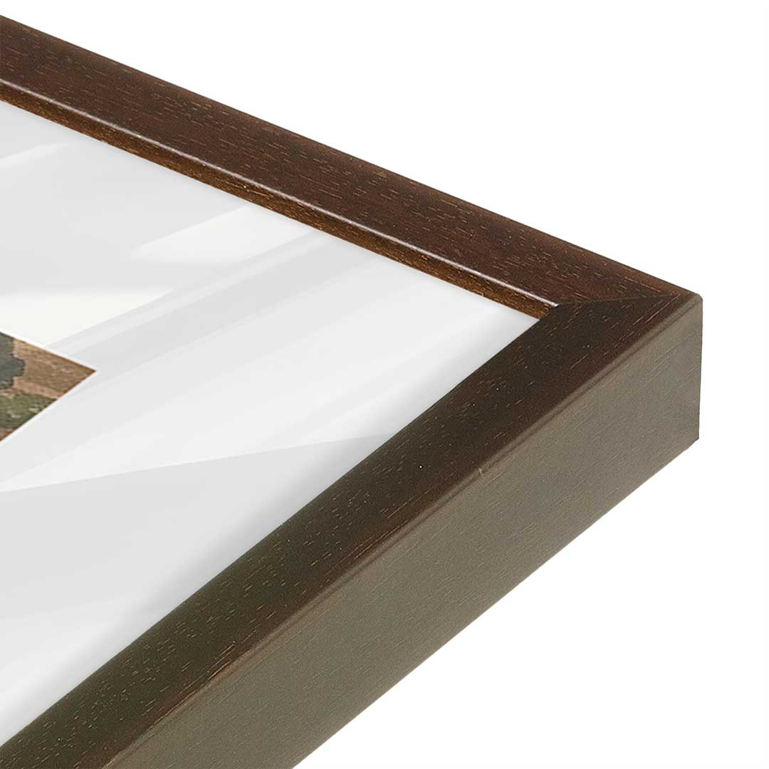 [Color:Brown], Picture of art in a Brown frame at an angle