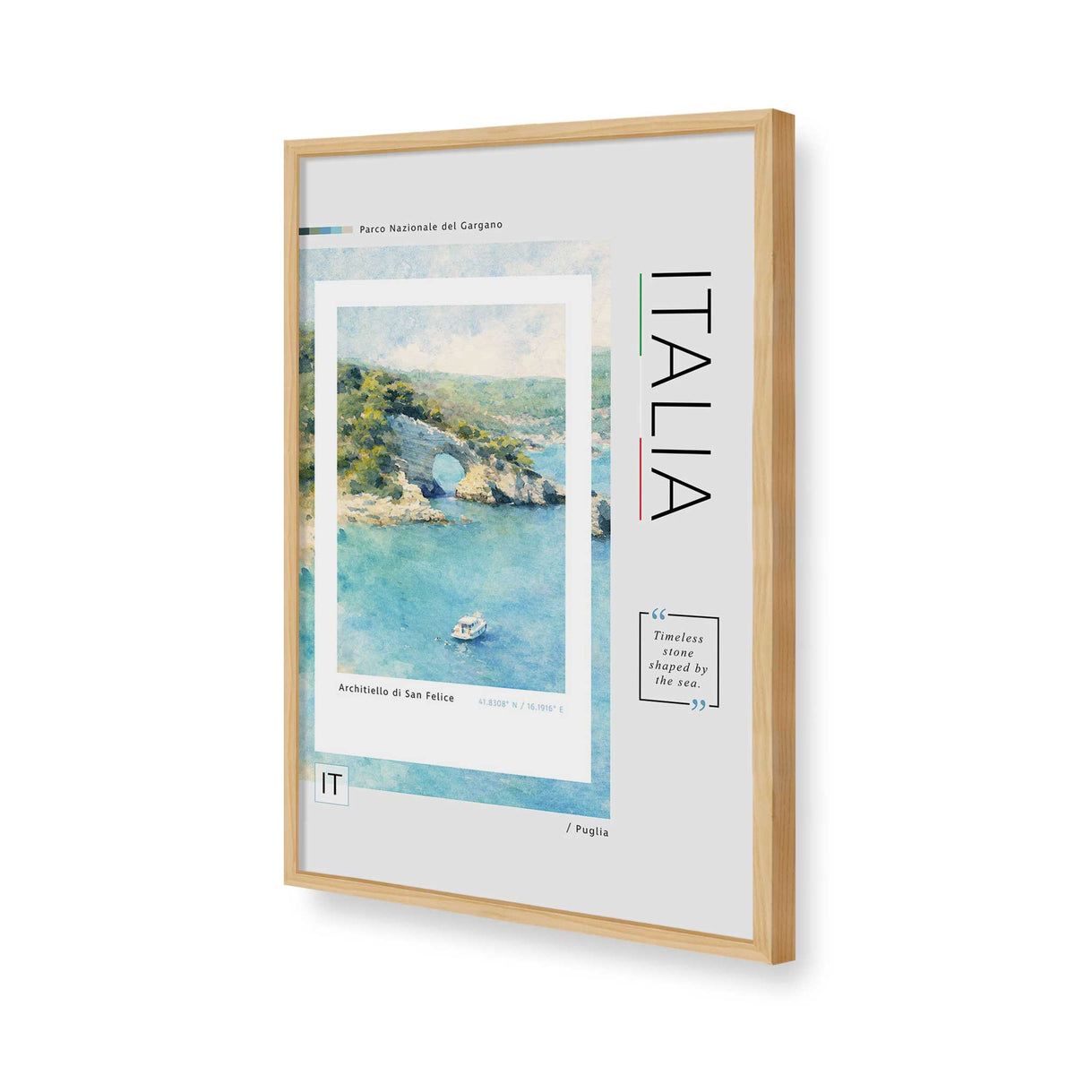 [Color:American Maple], Picture of art in a Polished Chrome frame of the corner