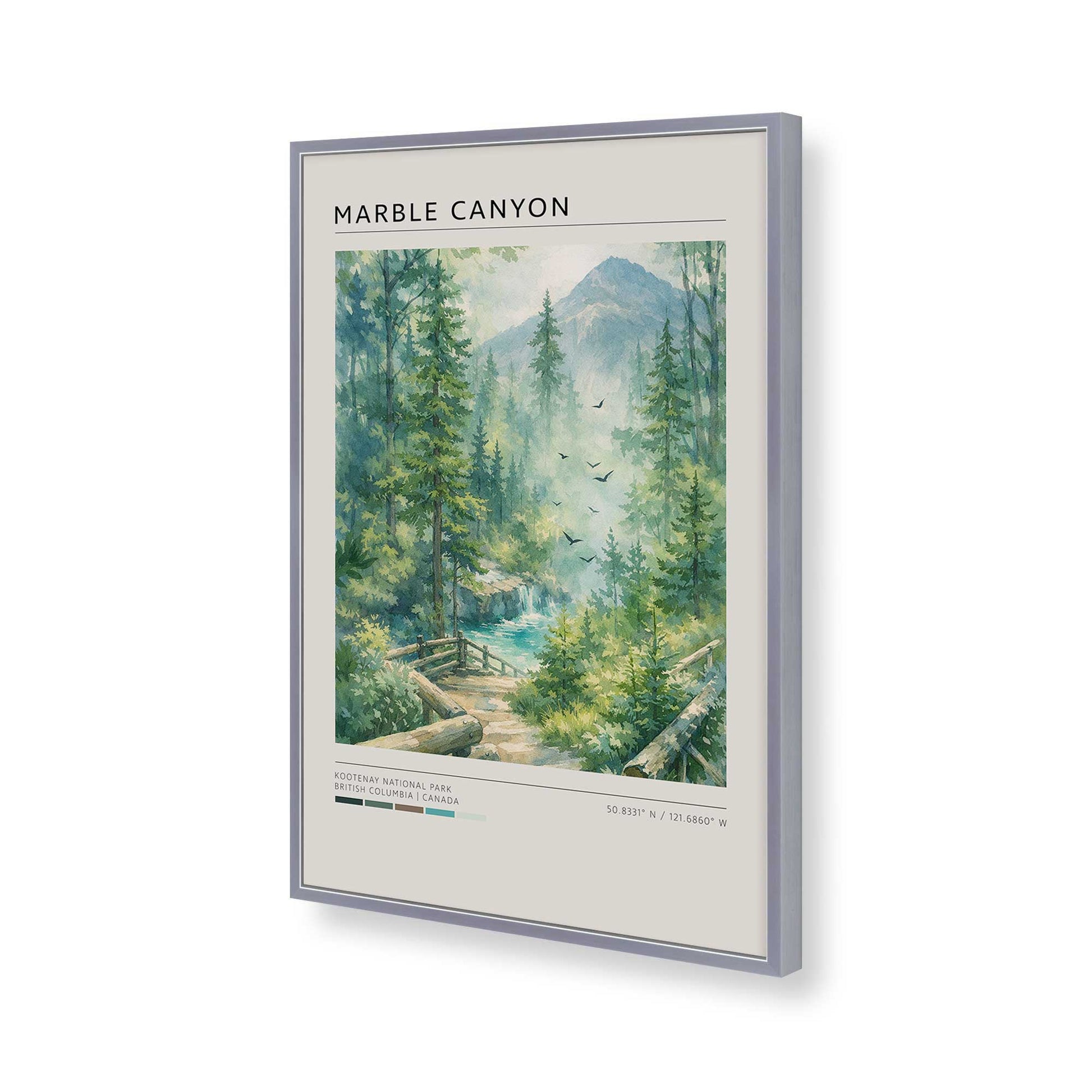 [Color:Polished Chrome], Picture of art in a Polished Chrome frame of the corner