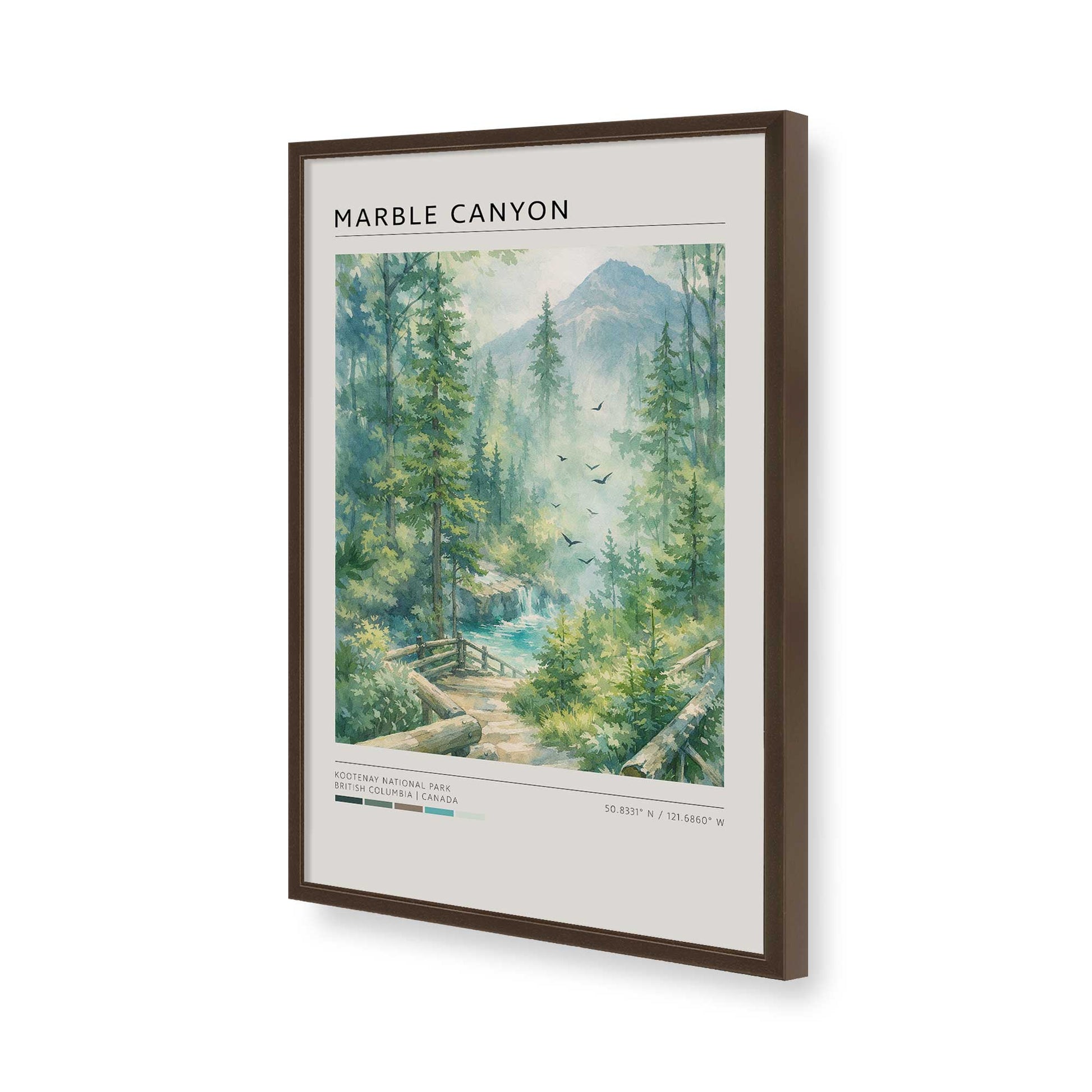 [Color:Brown], Picture of art in a Brown frame of the corner
