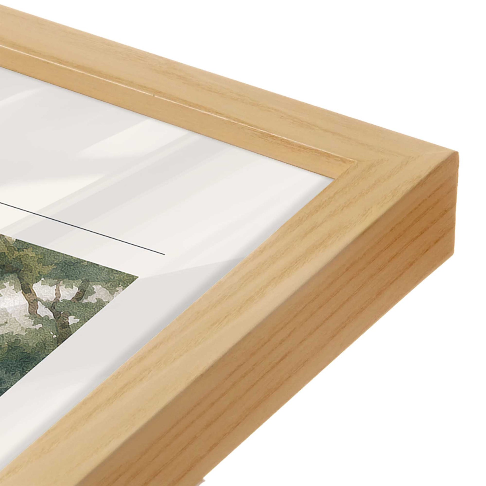 [Color:American Maple], Picture of art in a American Maple frame at an angle