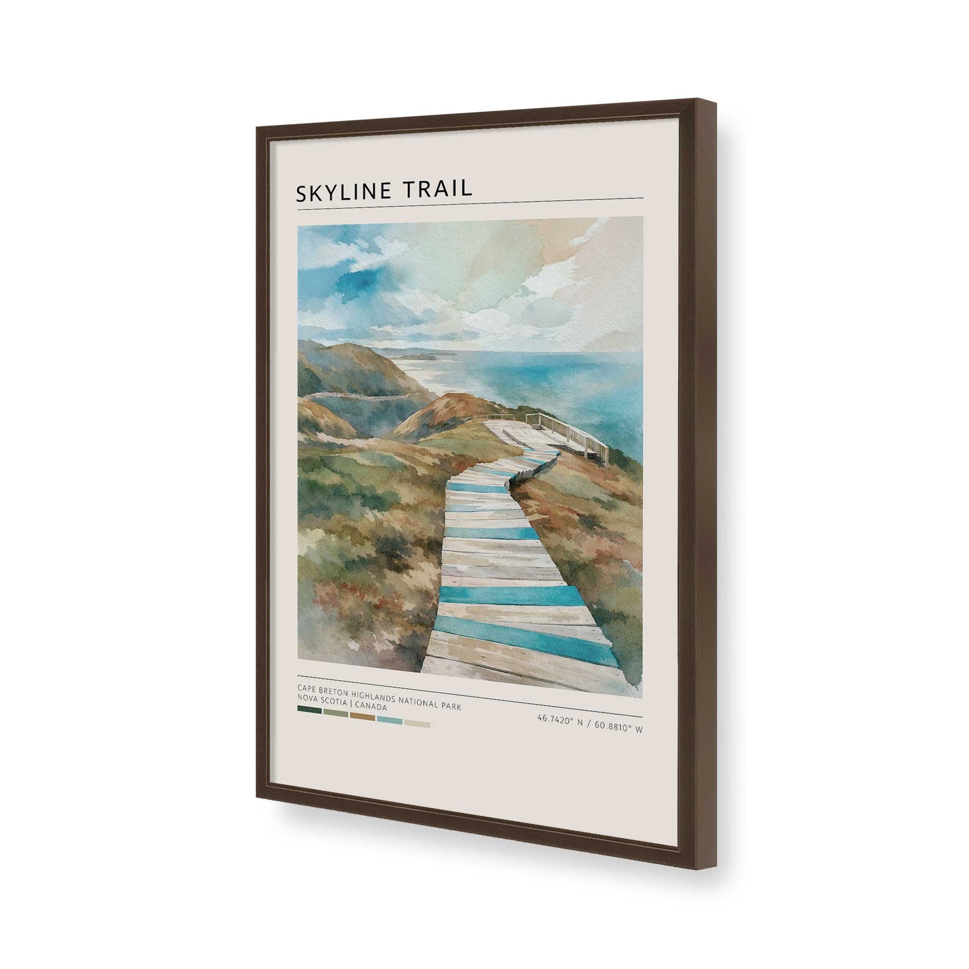 [Color:Brown], Picture of art in a Brown frame of the corner