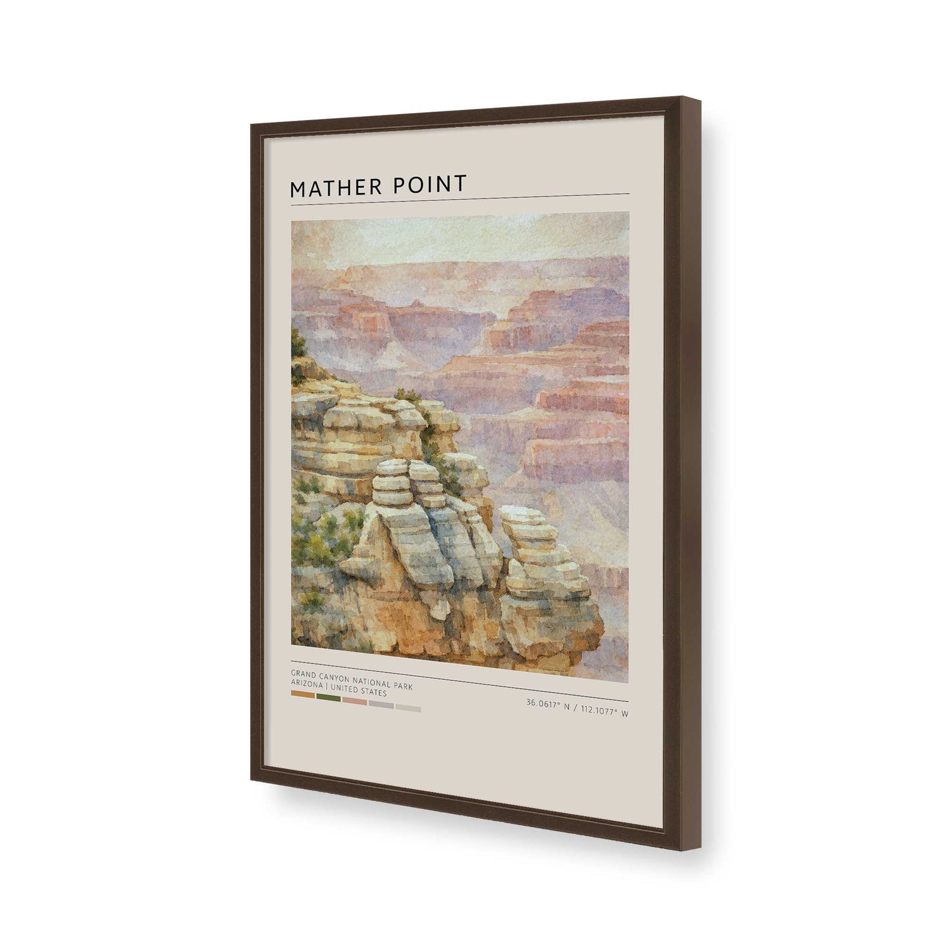 [Color:Brown], Picture of art in a Brown frame of the corner