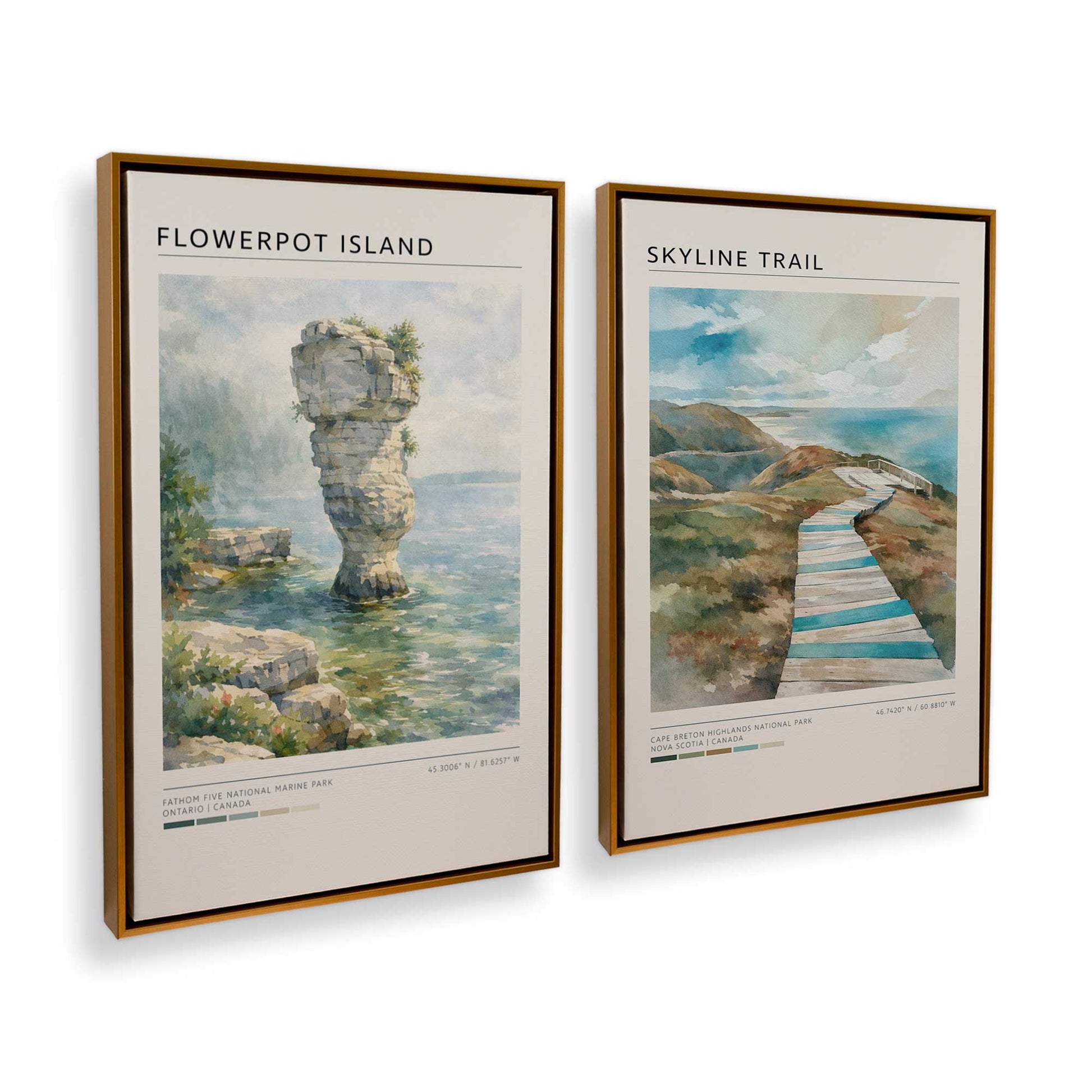 [Color:Polished Gold], Picture of art in a Polished Gold frame at an angle
