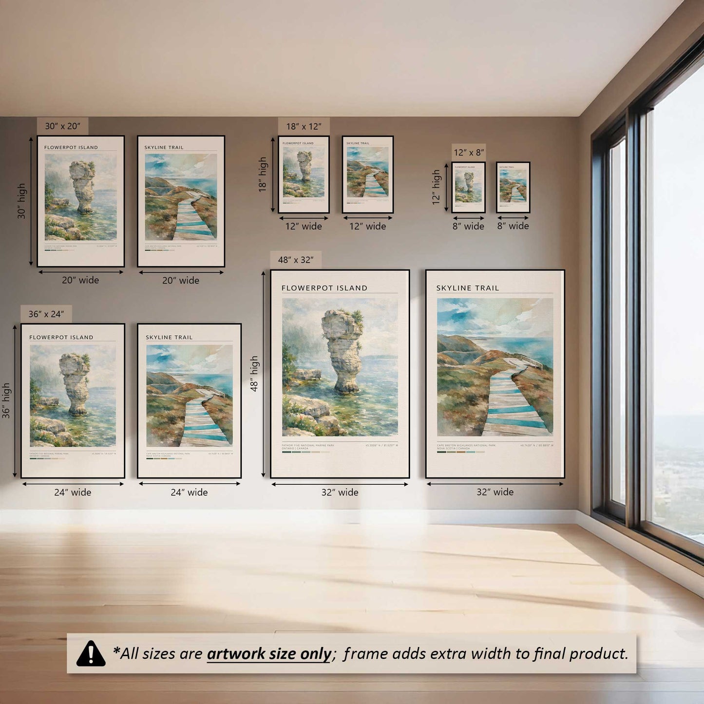 Flowerpot Island & Skyline Trail, Set of 2 Prints on Canvas