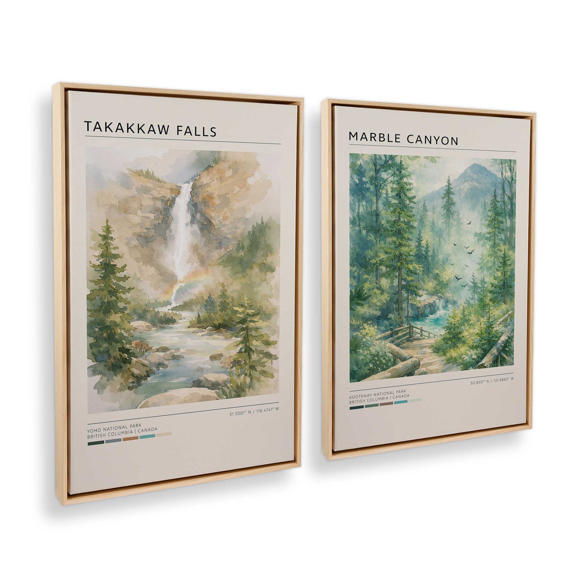 [Color:American Maple], Picture of art in a American Maple frame at an angle