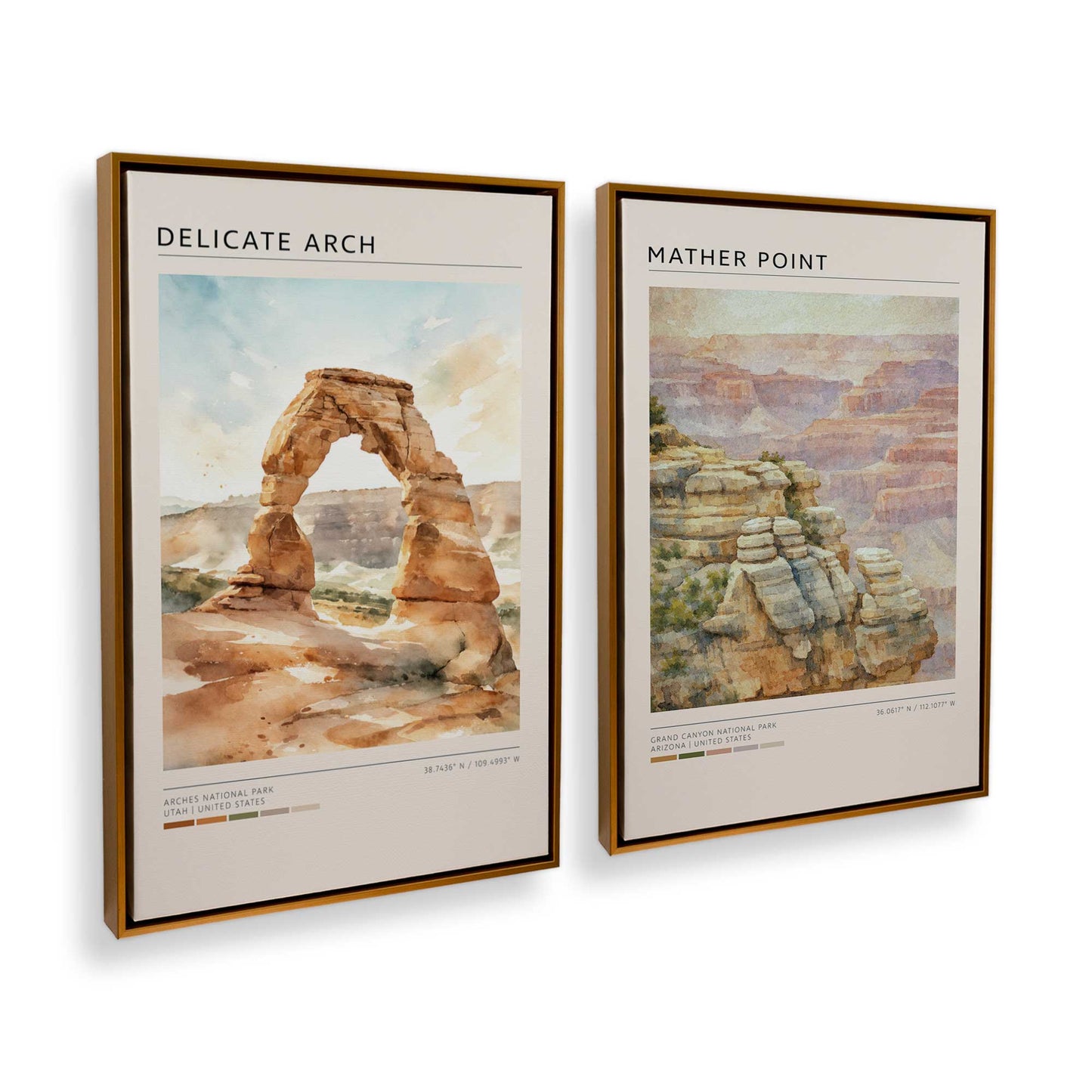 [Color:Polished Gold], Picture of art in a Polished Gold frame at an angle