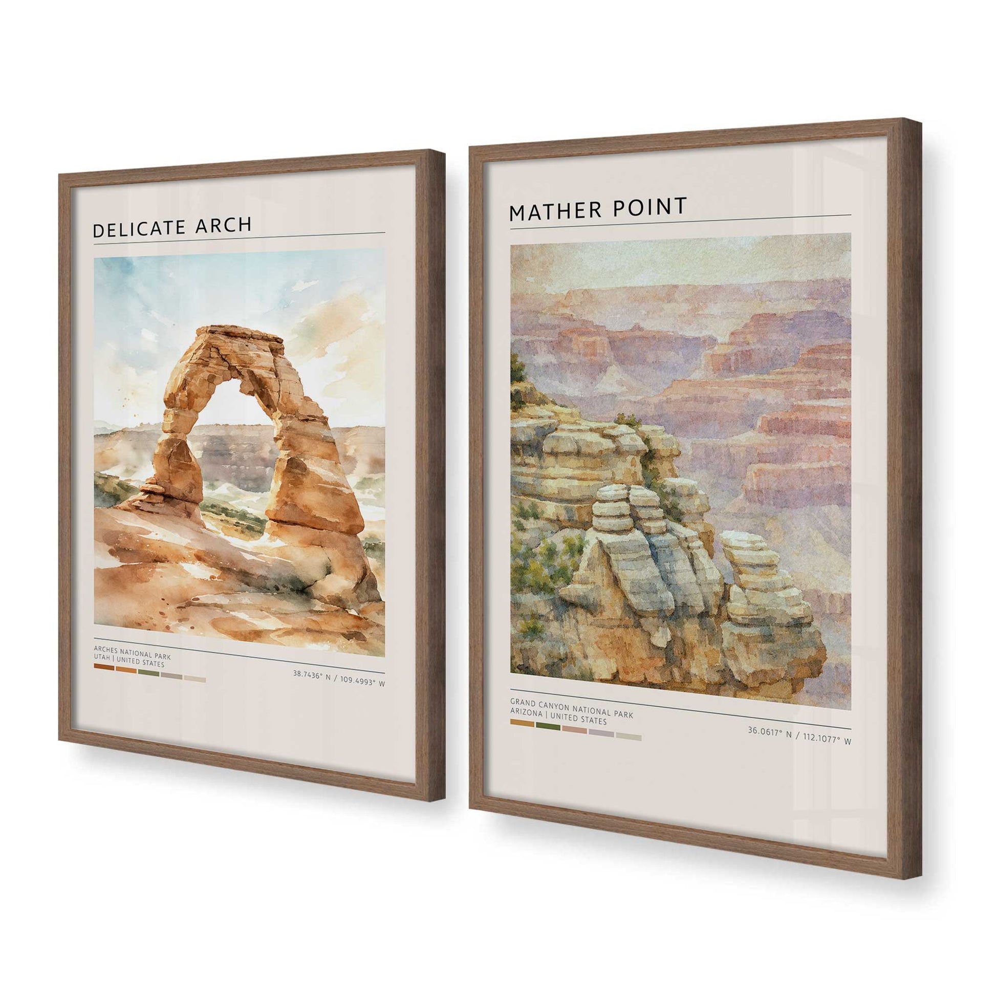 [Color:Walnut], Picture of art in a Walnut frame at an angle