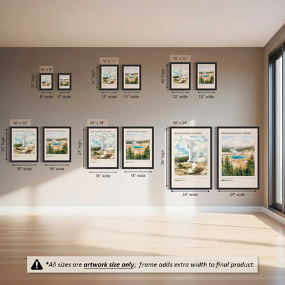 Old Faithful Geyser & Grand Prismatic Spring Set of 2 Prints