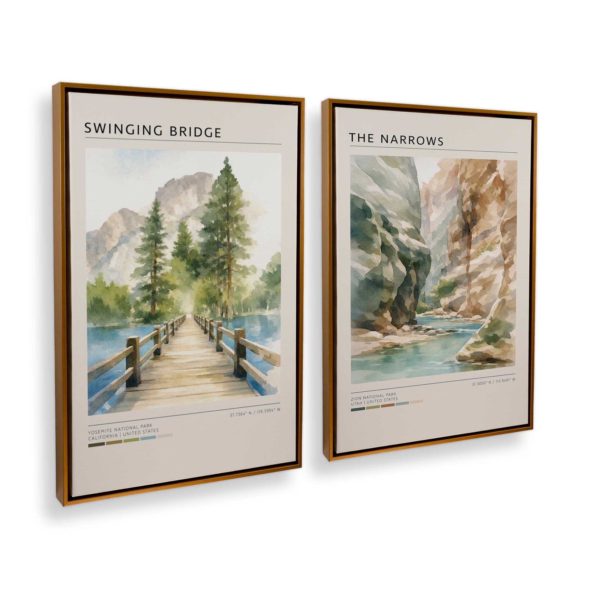 [Color:Polished Gold], Picture of art in a Polished Gold frame at an angle