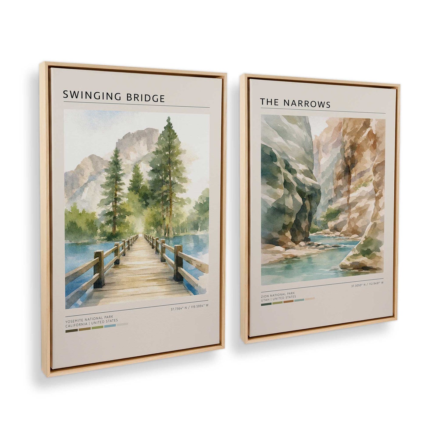 [Color:American Maple], Picture of art in a American Maple frame at an angle
