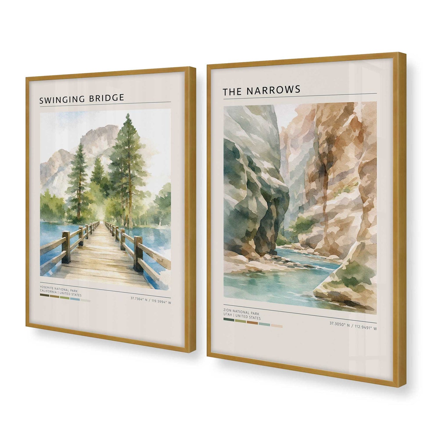 [Color:Polished Gold], Picture of art in a Polished Gold frame at an angle