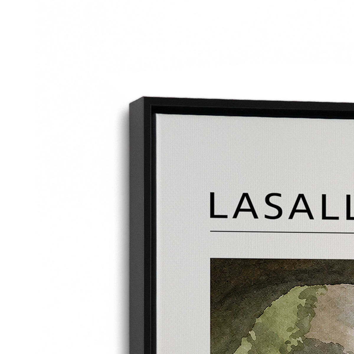 [Color:Satin Black], Picture of art in a Satin Black frame at an angle