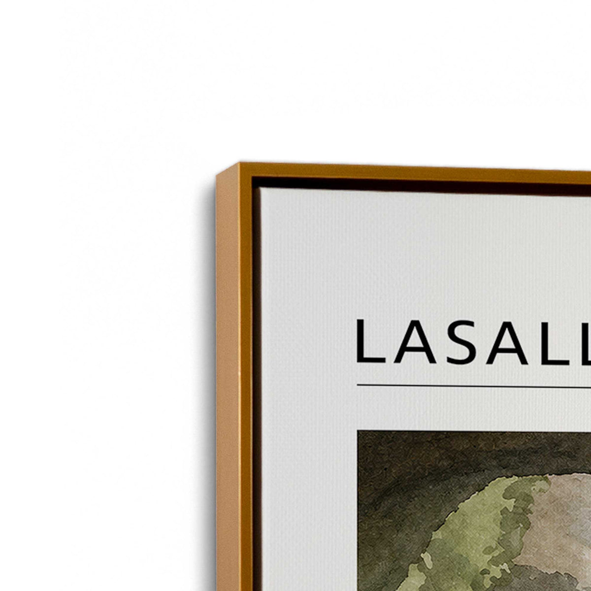 [Color:Polished Gold], Picture of art in a Polished Gold frame at an angle