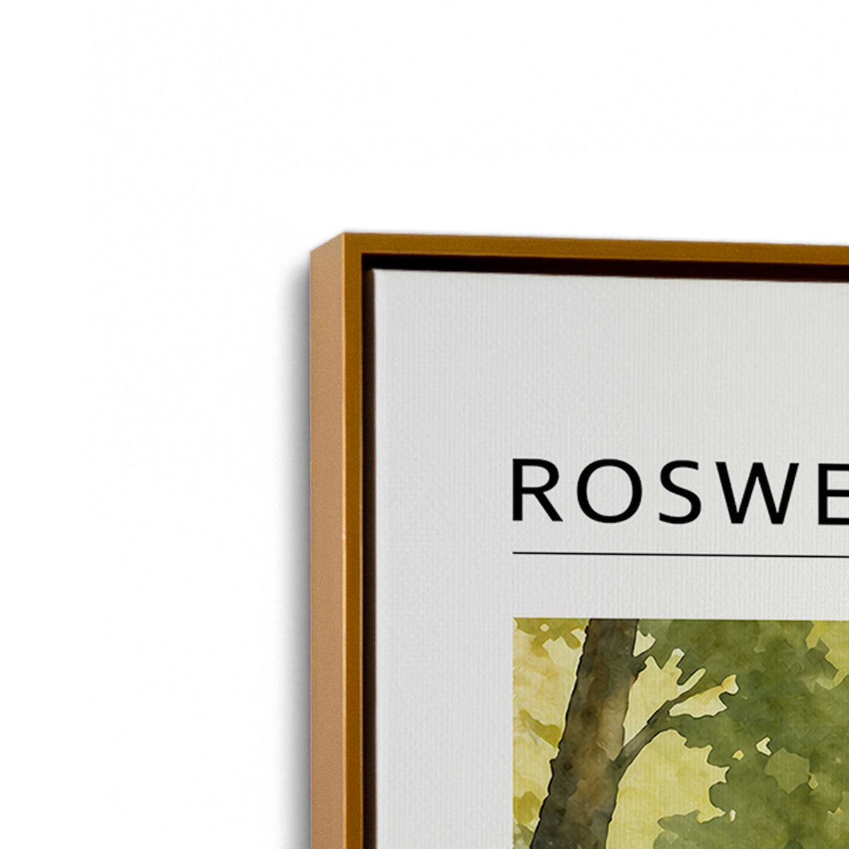 [Color:Polished Gold], Picture of art in a Polished Gold frame at an angle