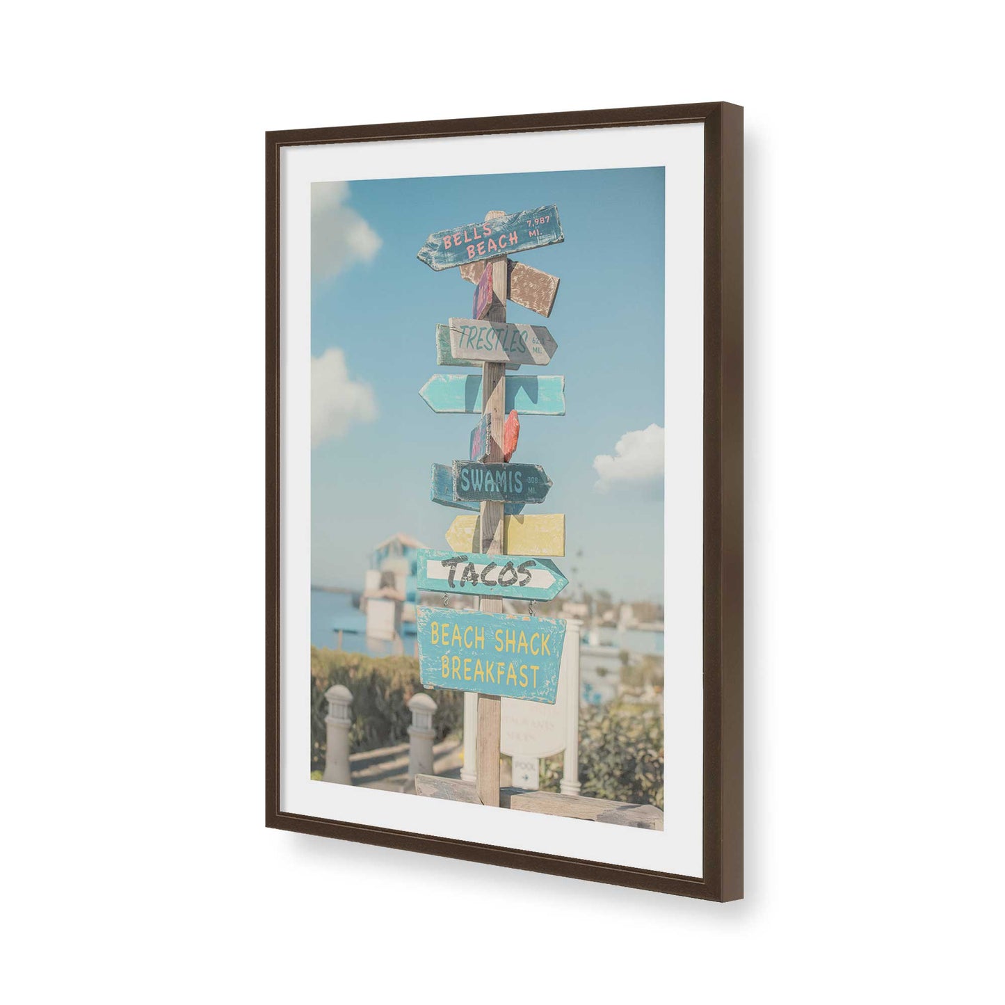 [Color:Brown], Picture of art in a Brown frame of the corner