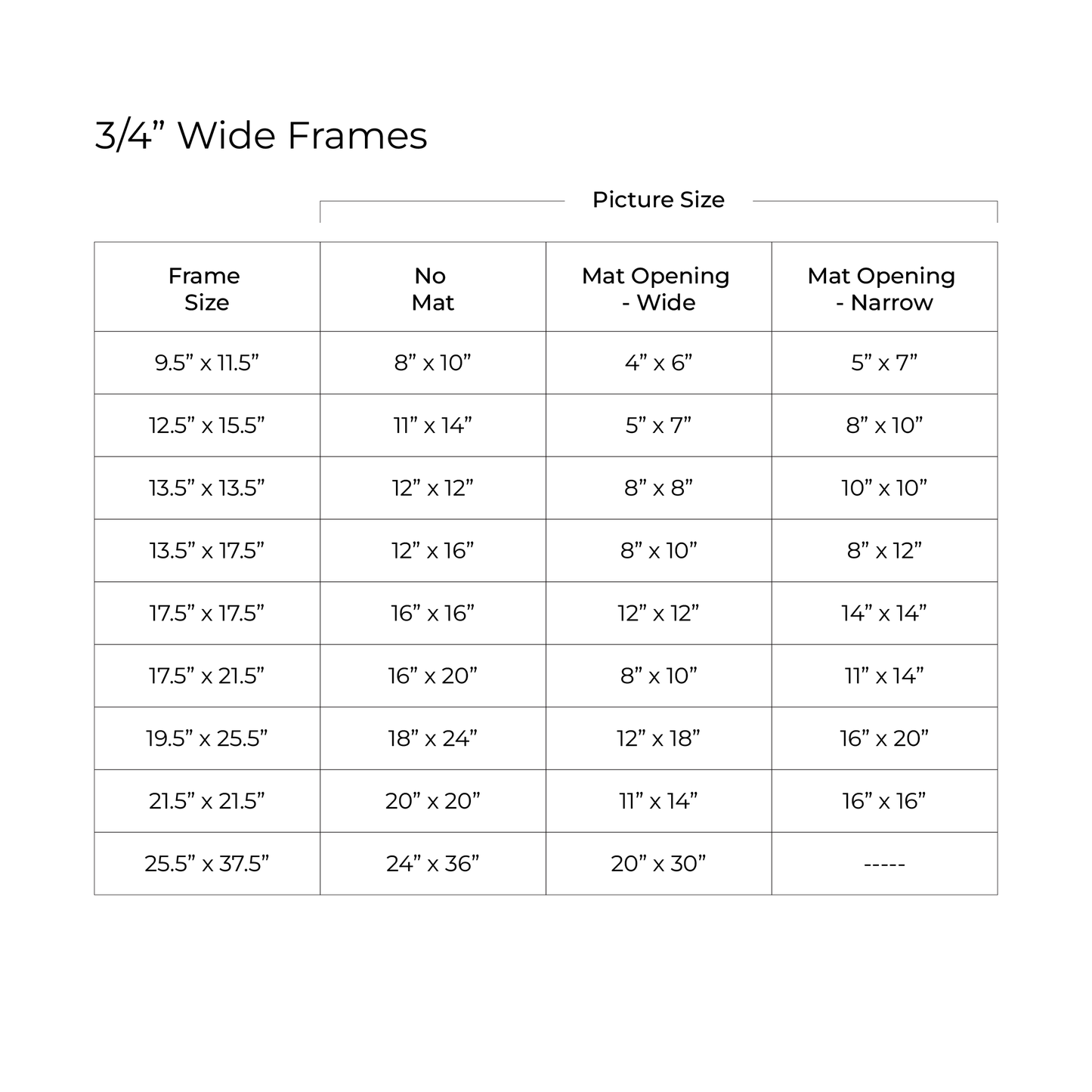 White Maple Narrow Width Wall Frame