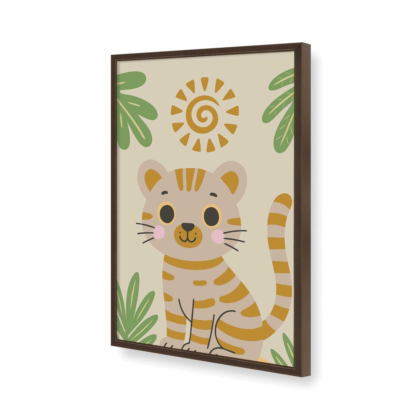[Color:Brown], Picture of art in a Brown frame of the corner