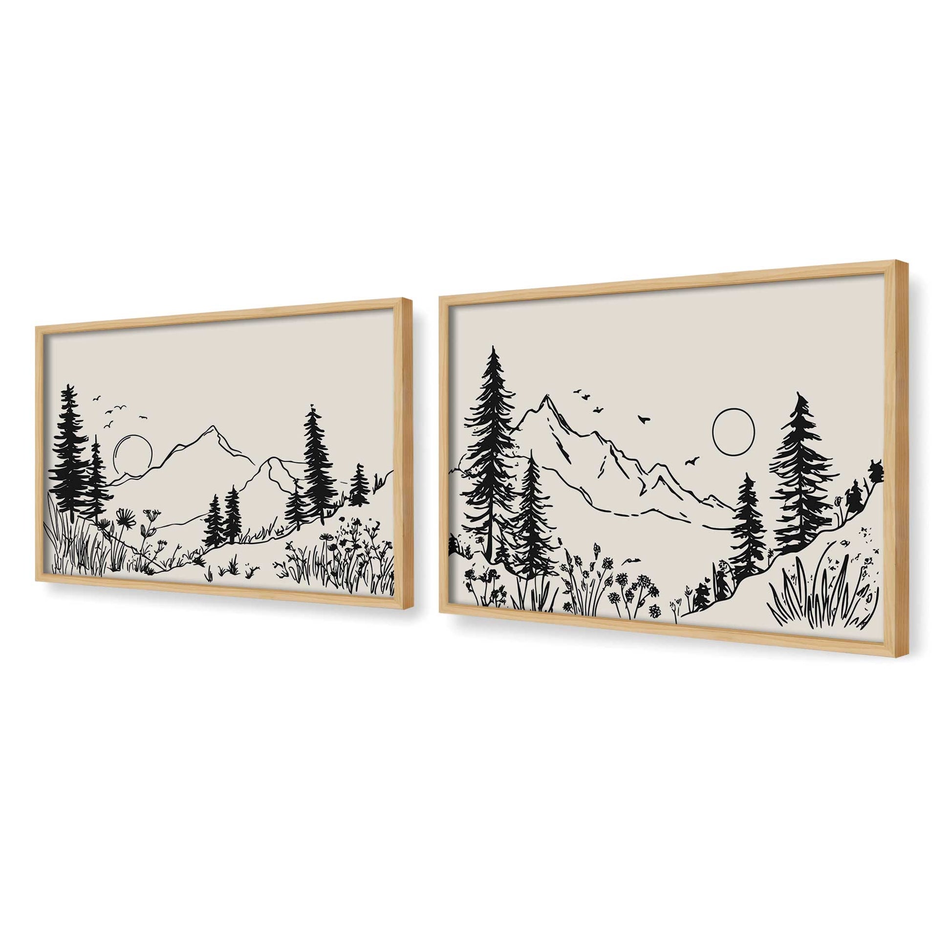 [Color:American Maple], Picture of art in a American Maple frame at an angle