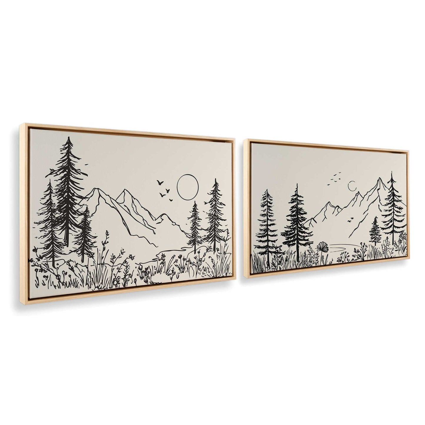 [Color:American Maple], Picture of art in a American Maple frame at an angle