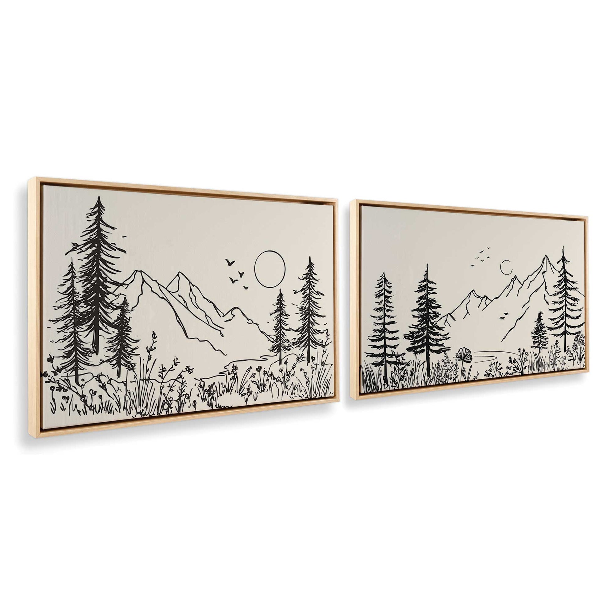 [Color:American Maple], Picture of art in a American Maple frame at an angle