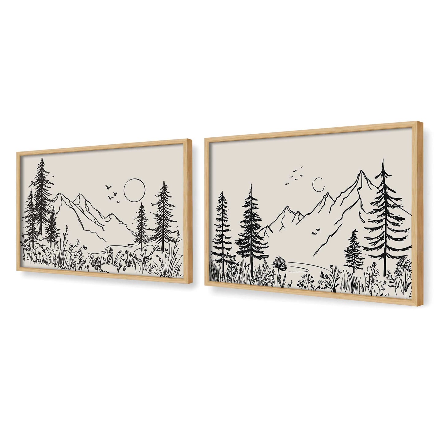 [Color:American Maple], Picture of art in a American Maple frame at an angle