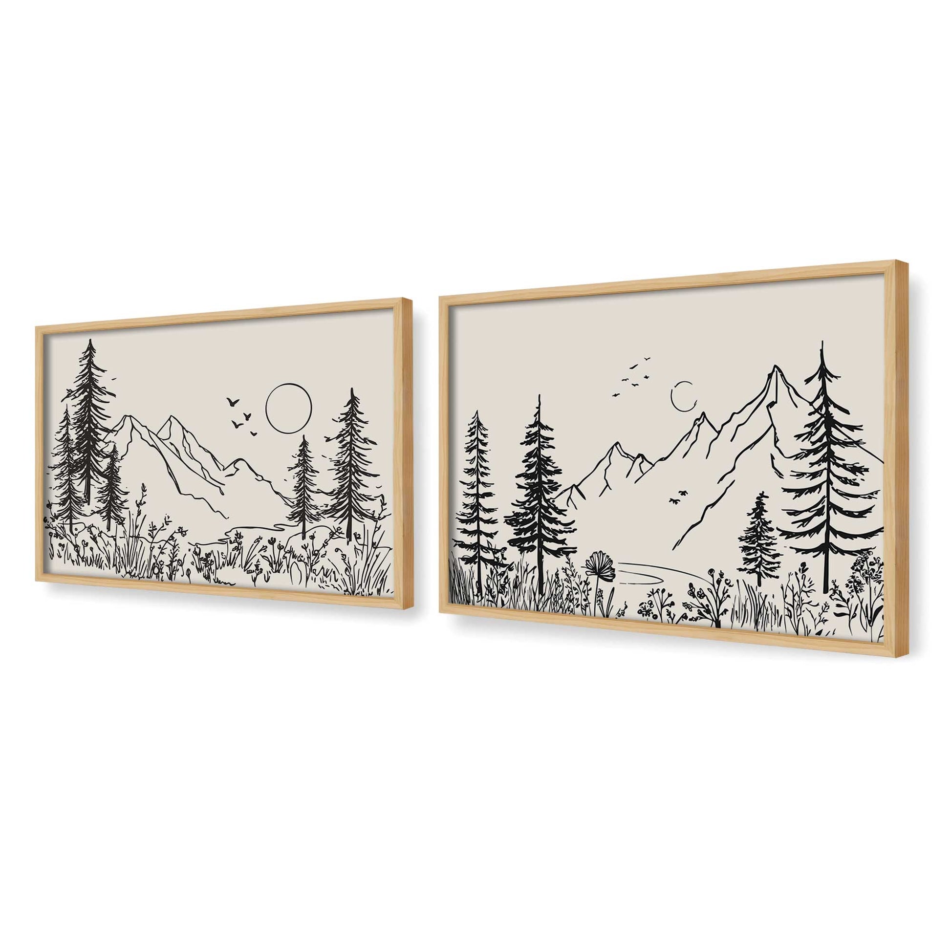 [Color:American Maple], Picture of art in a American Maple frame at an angle