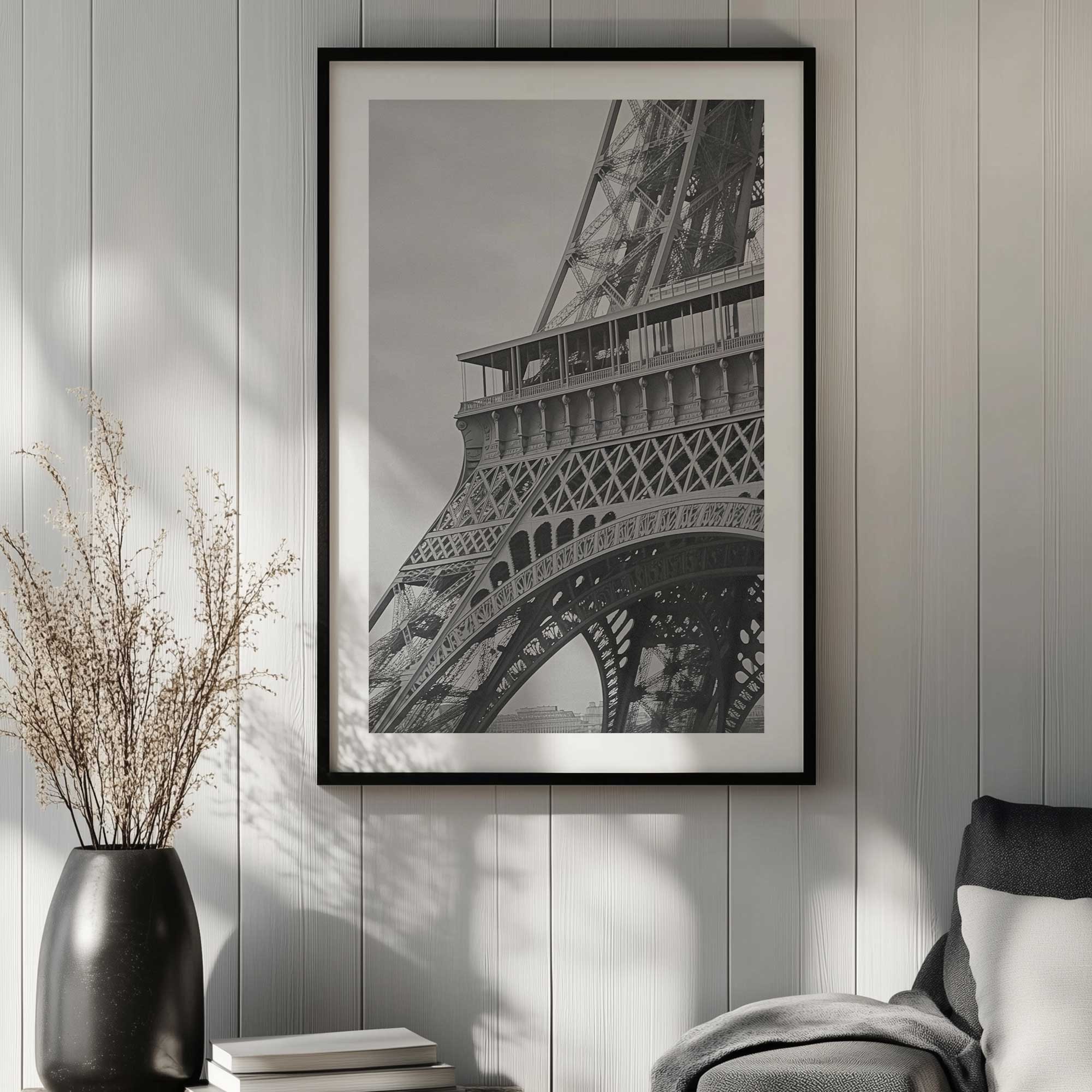 Paris heights framed Eiffel tower print in living room