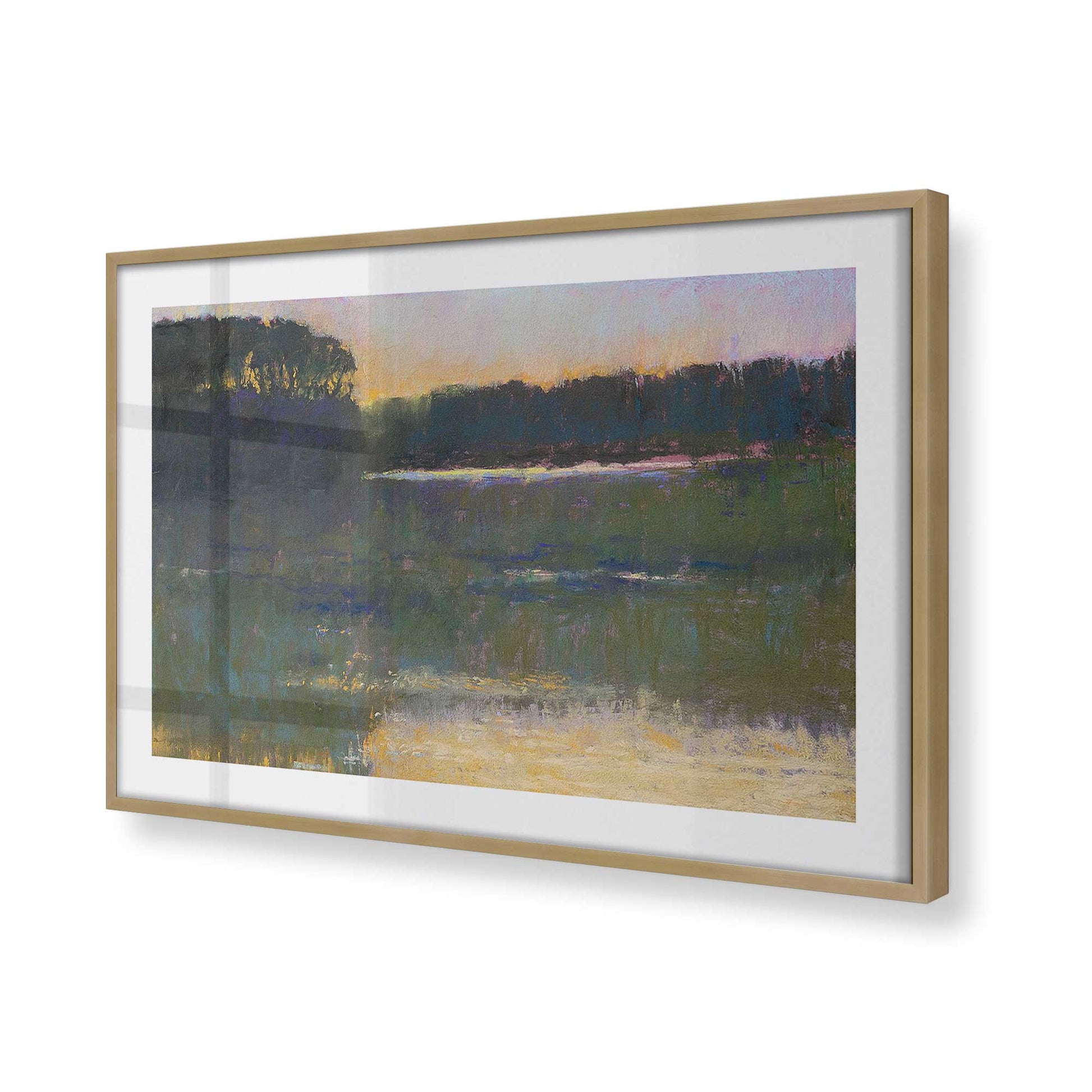 [Color:Brushed Gold], Picture of art in a Brushed Gold frame at an angle