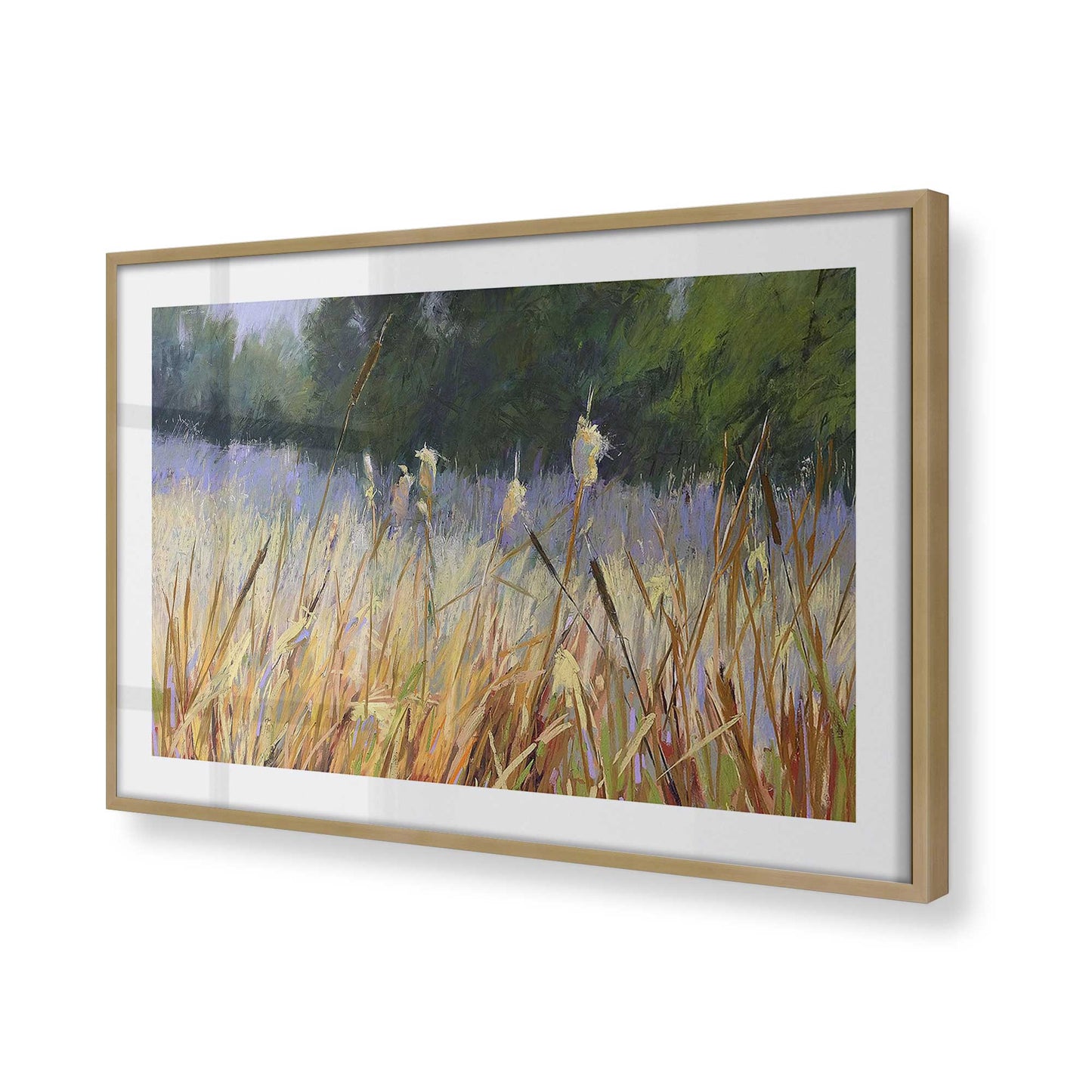 [Color:Brushed Gold], Picture of art in a Brushed Gold frame at an angle