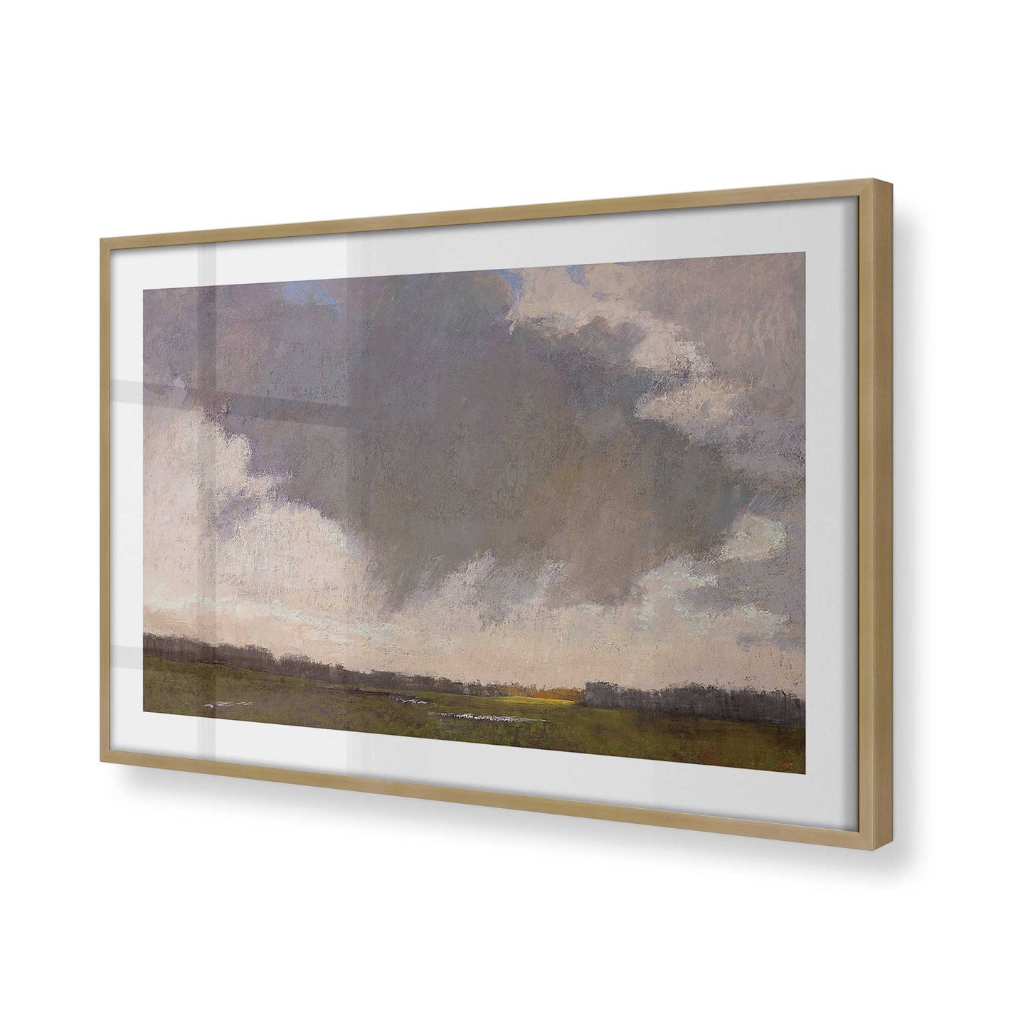 [Color:Brushed Gold], Picture of art in a Brushed Gold frame at an angle