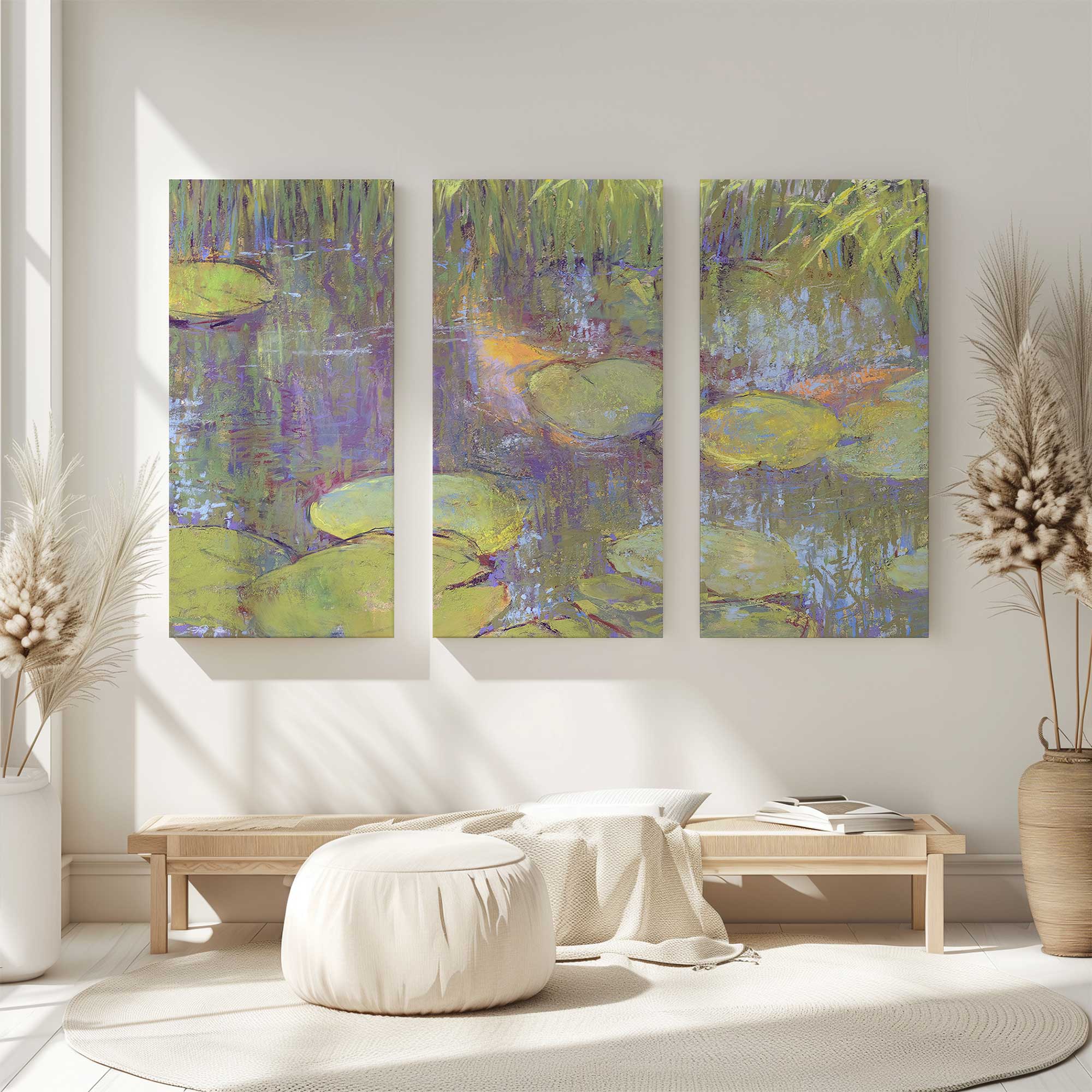 game of shadows large canvas 3 panel print in living room