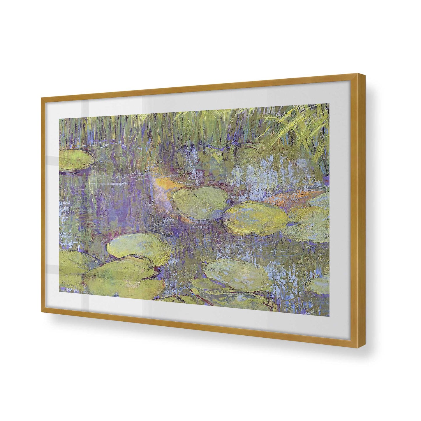 [Color:Polished Gold], Picture of art in a Polished Gold frame at an angle