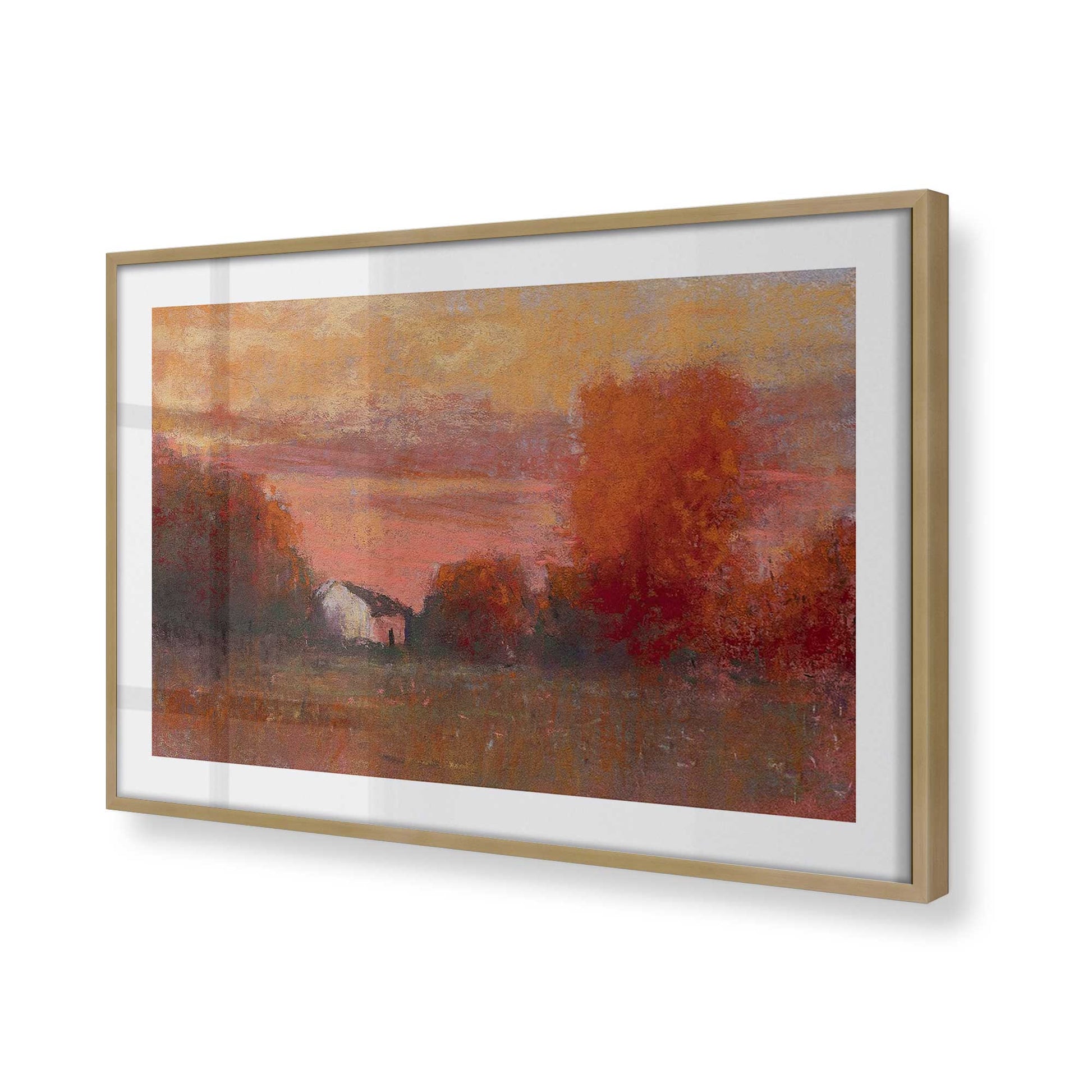 [Color:Brushed Gold], Picture of art in a Brushed Gold frame at an angle