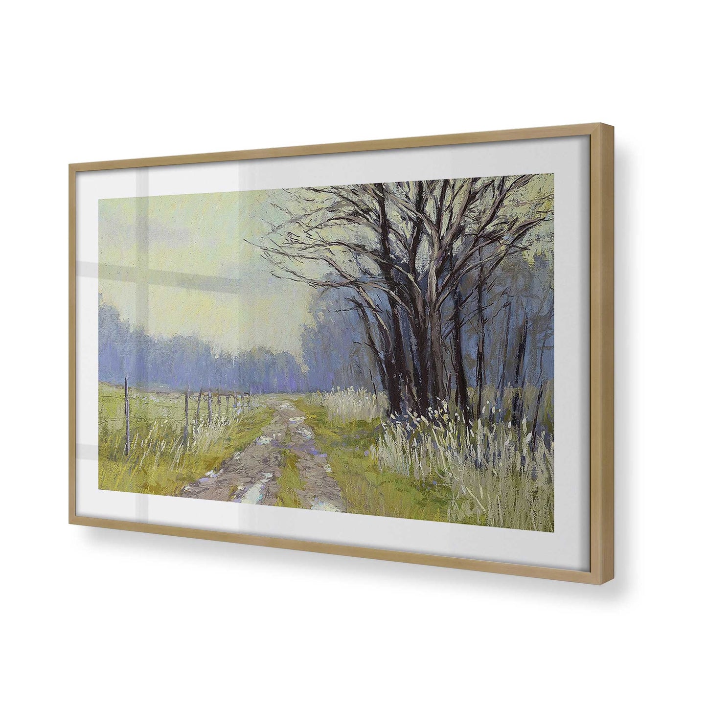 [Color:Brushed Gold], Picture of art in a Brushed Gold frame at an angle